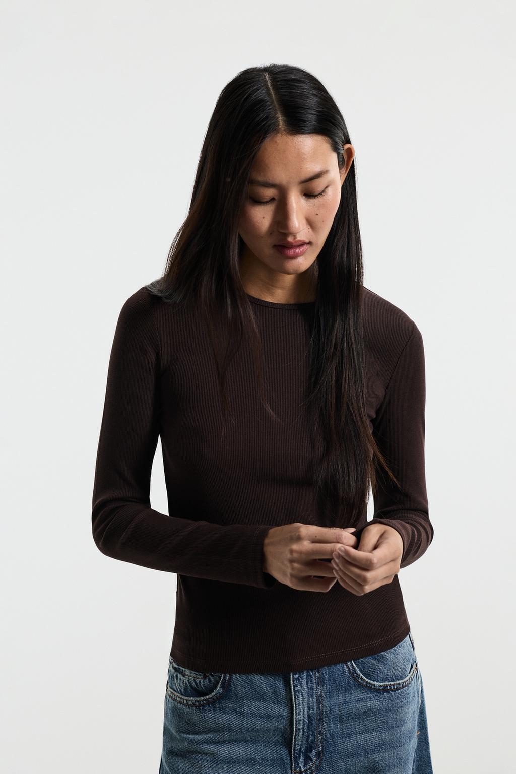 Ribbed long sleeve T-shirt