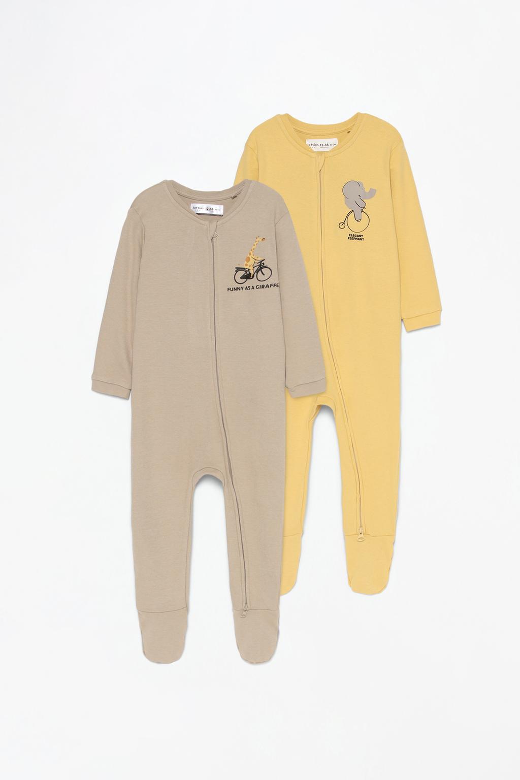 Pack of 2 giraffe sleepsuits with zip