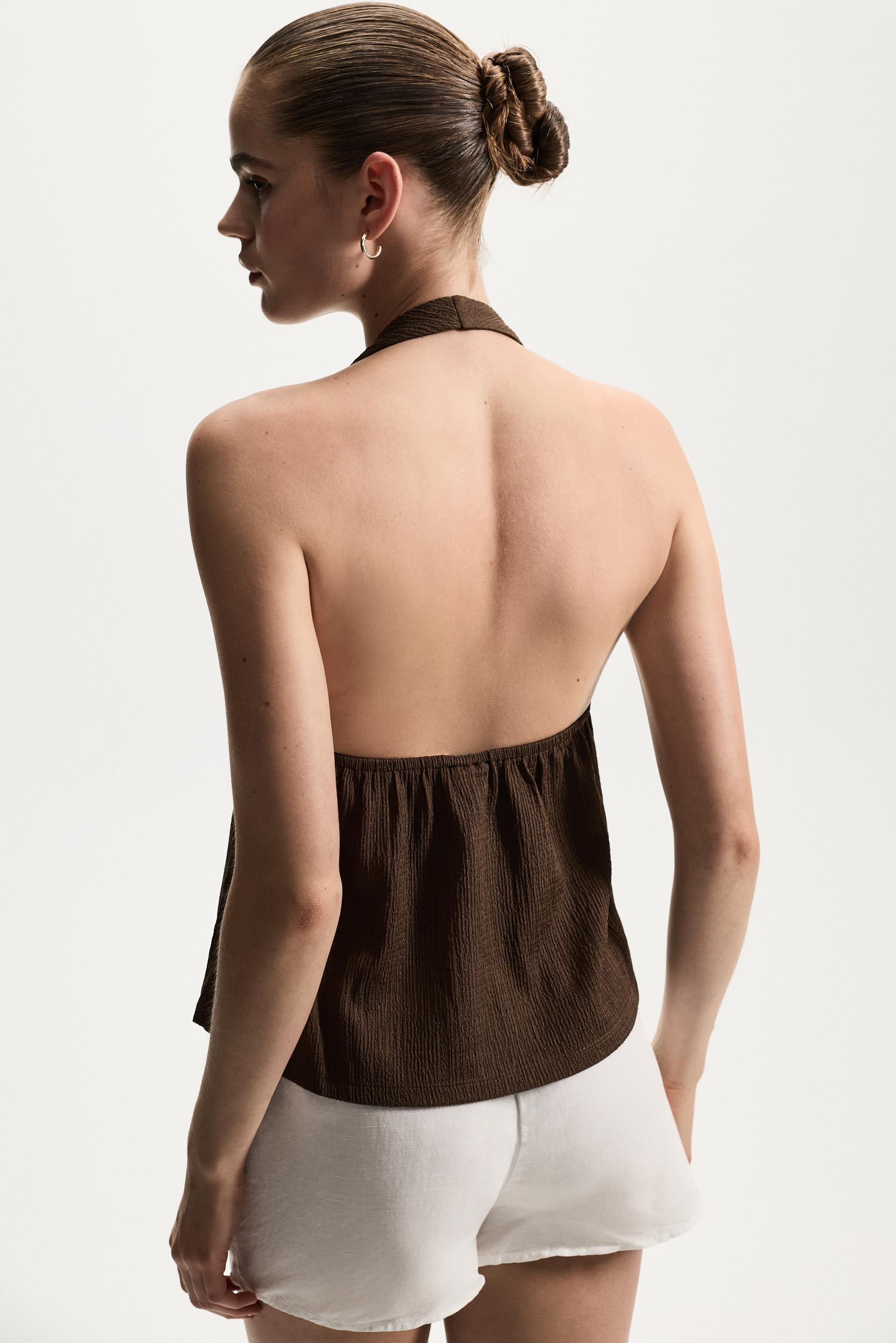 Studded halter top — CHOCOLATE