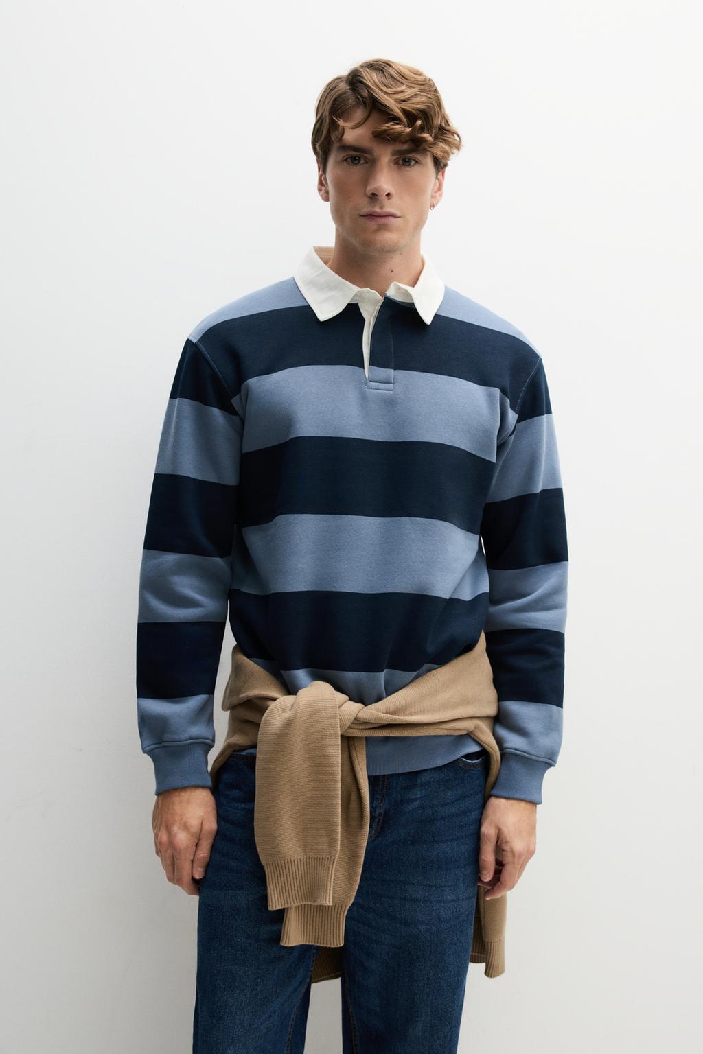Sweatshirt polo às riscas