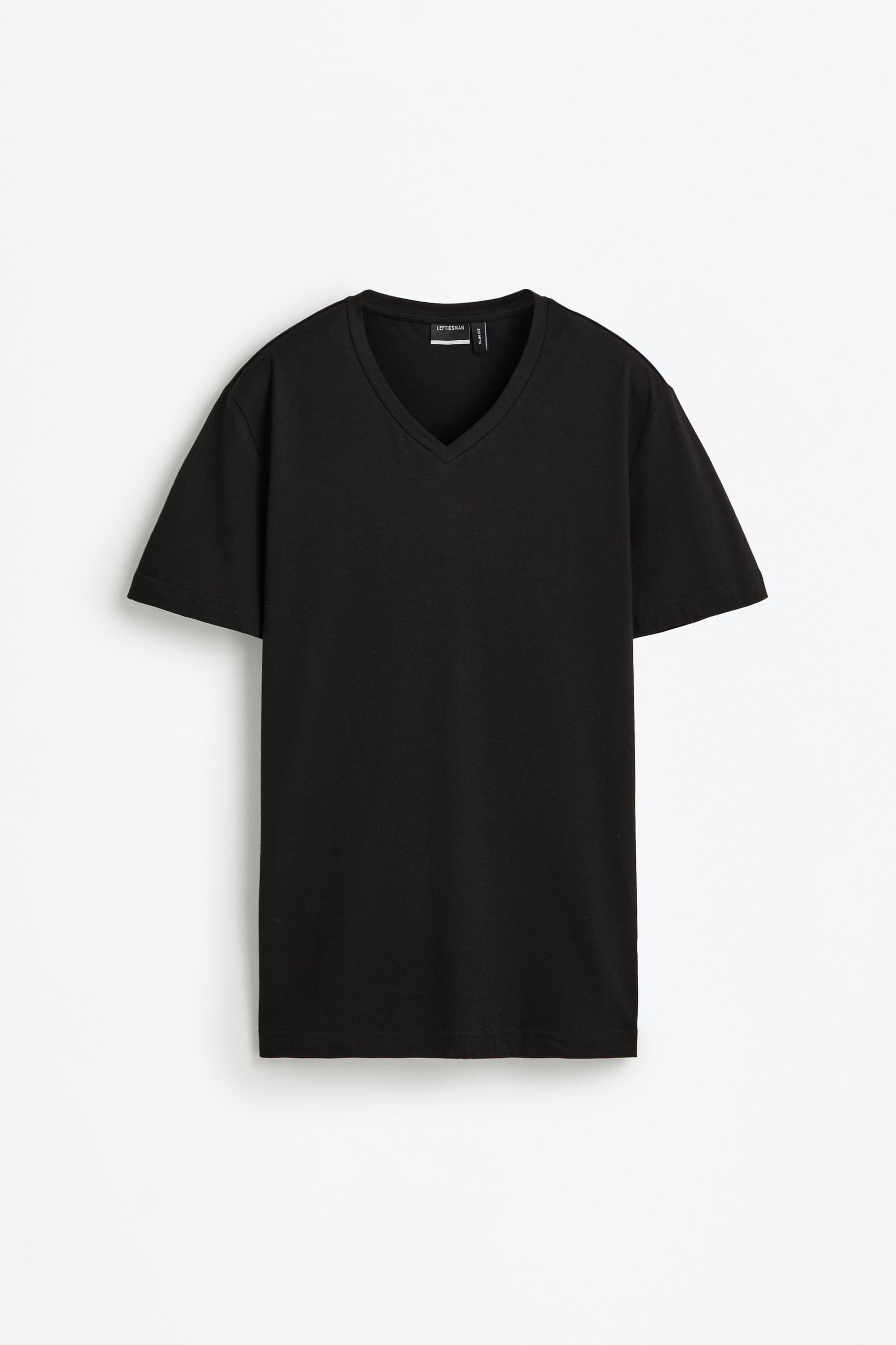 Slim fit V-neck T-shirt — BLACK
