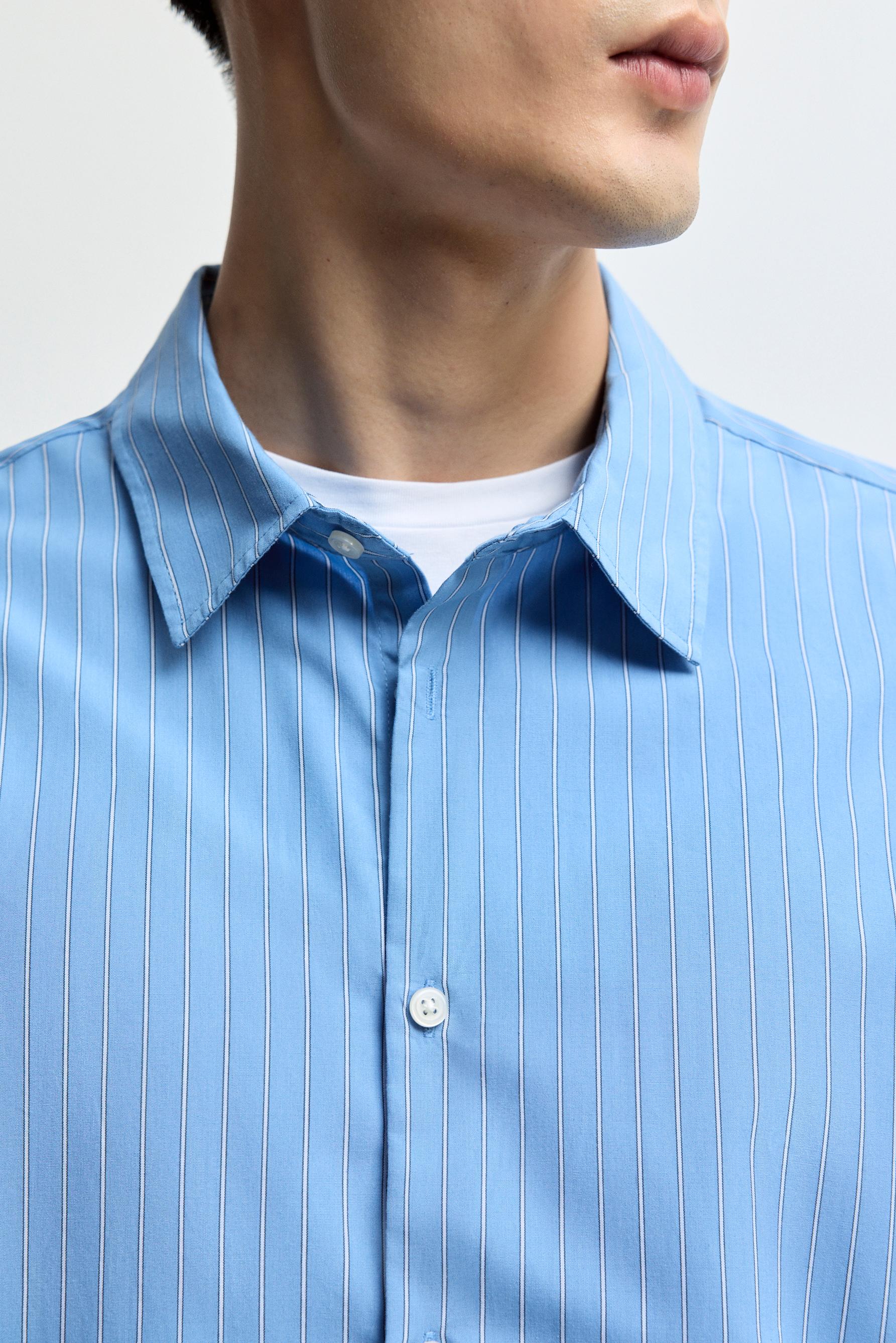 Striped regular fit shirt — FADED INDIGO