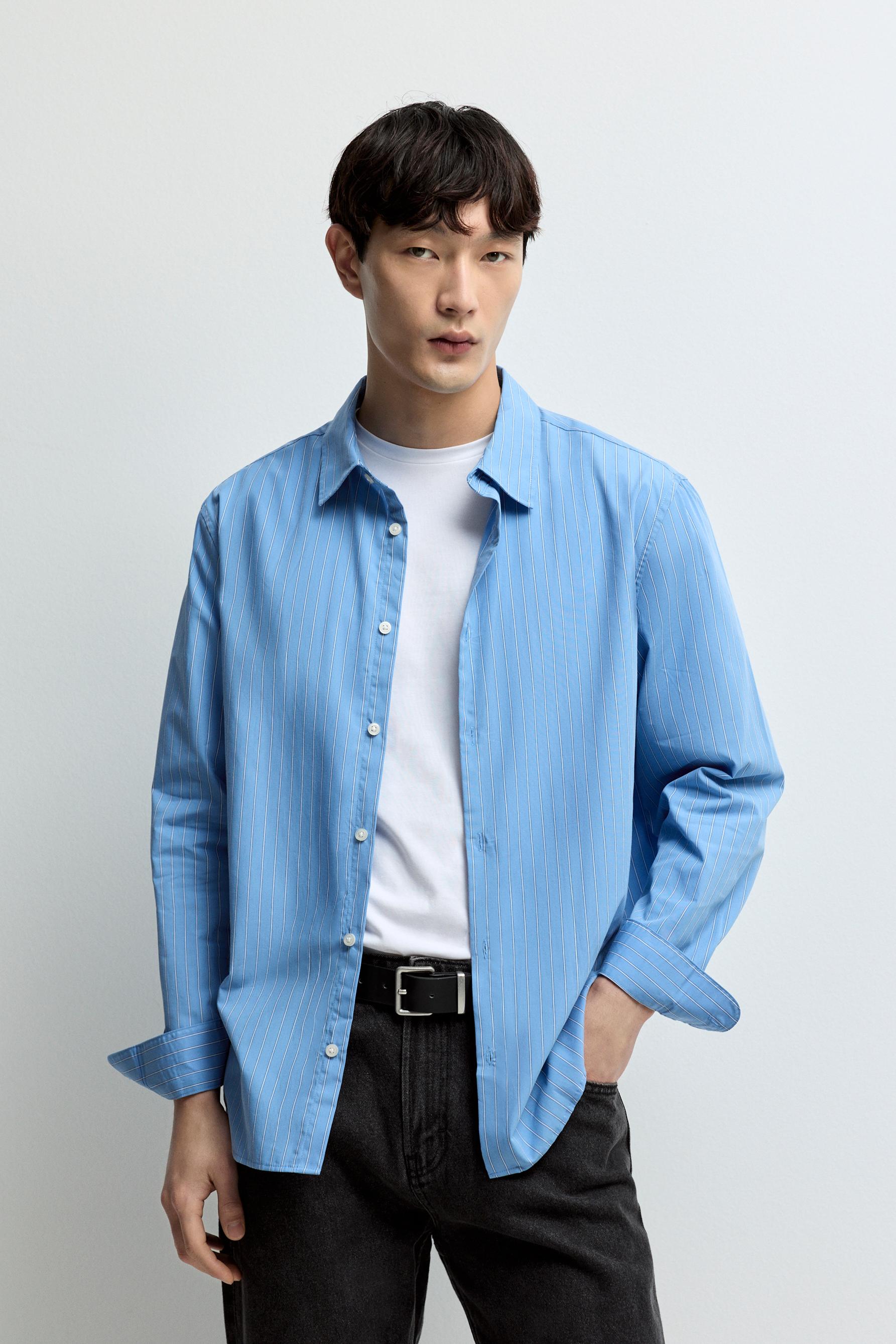 Striped regular fit shirt — FADED INDIGO