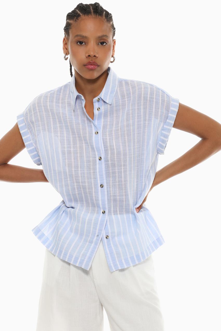 Mango - Camicia Senza Maniche Stretta In Vita Color Beige Chiaro - Foto 12