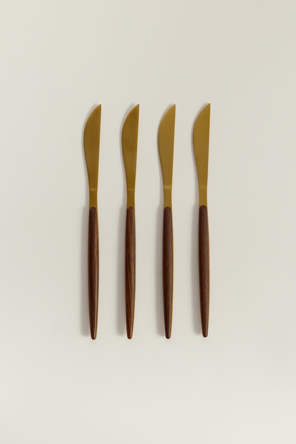 Pack 4 cuchillos efecto madera