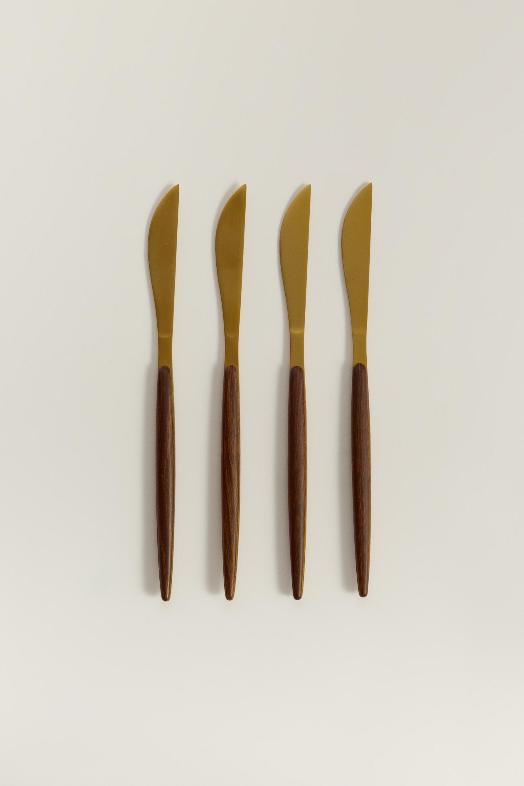Pack 4 cuchillos efecto madera