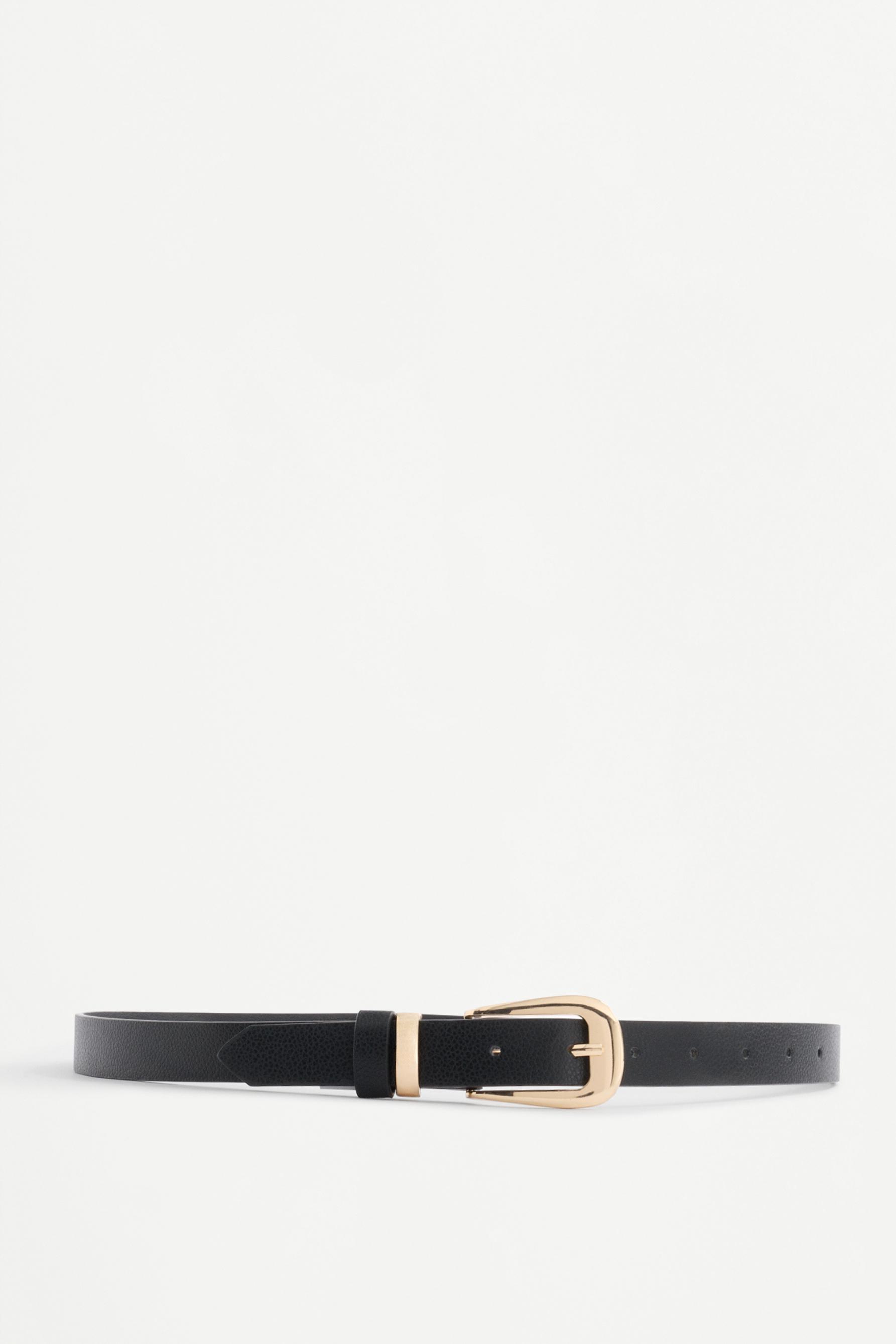 Thin leather effect belt — BLACK