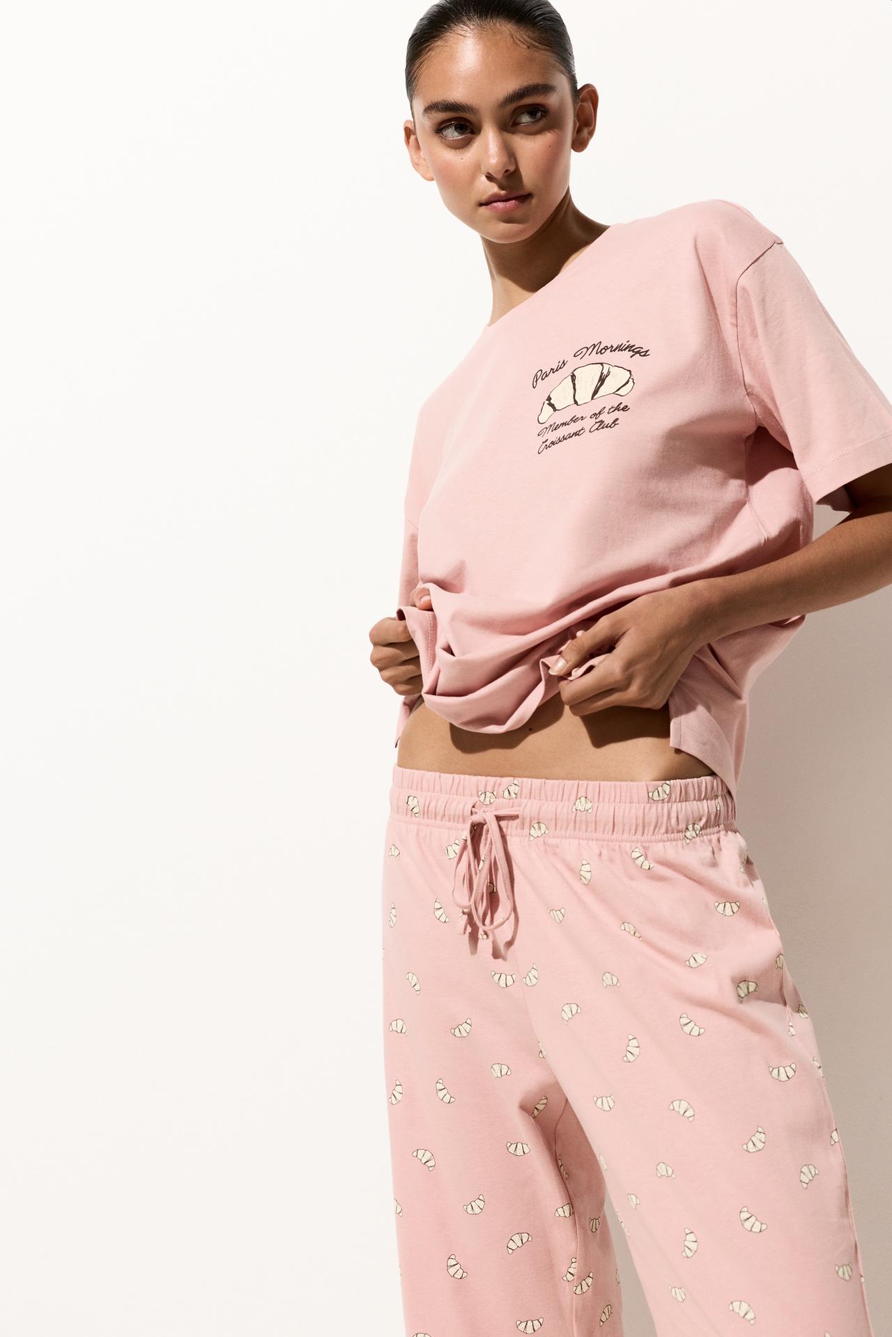 Long printed pyjamas — PASTEL PINK