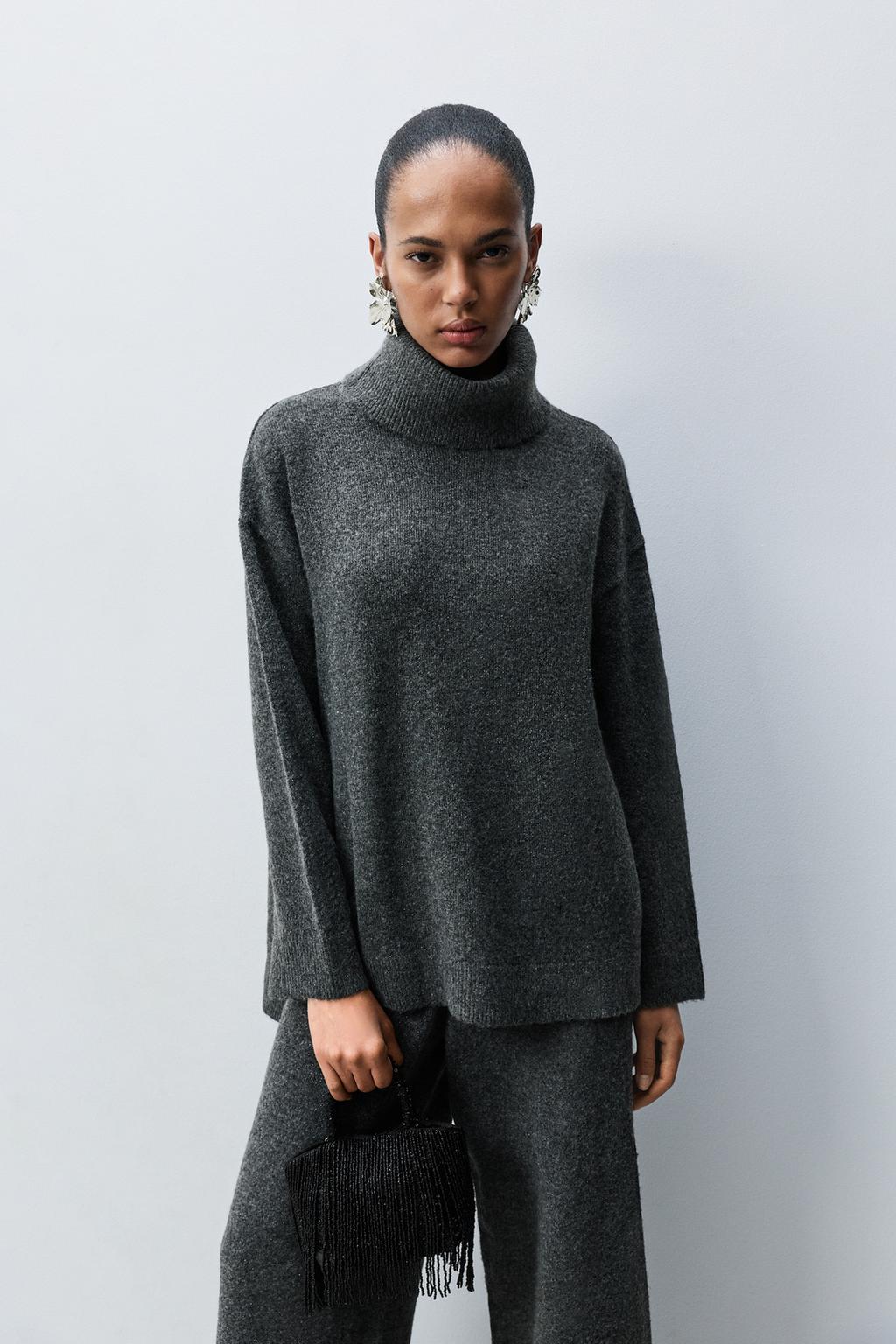 Jersey cuello vuelto hilatura metalizada