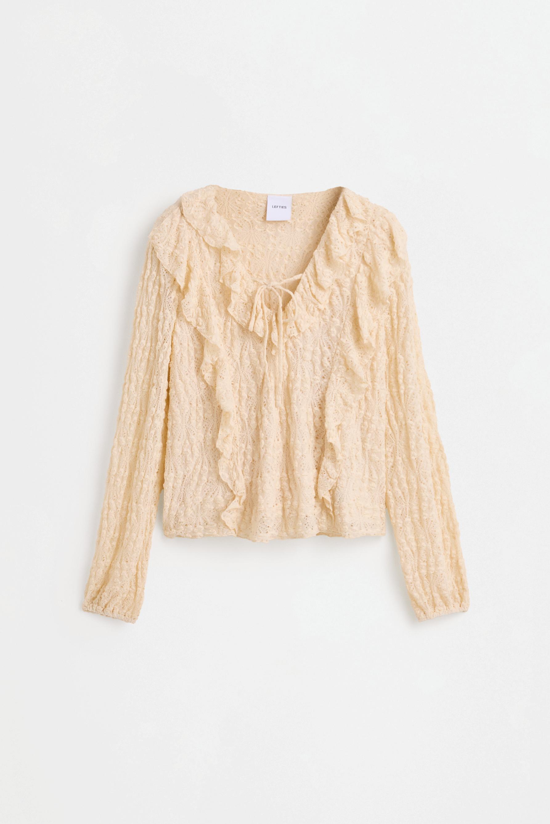 Ruffle lace top — ECRU