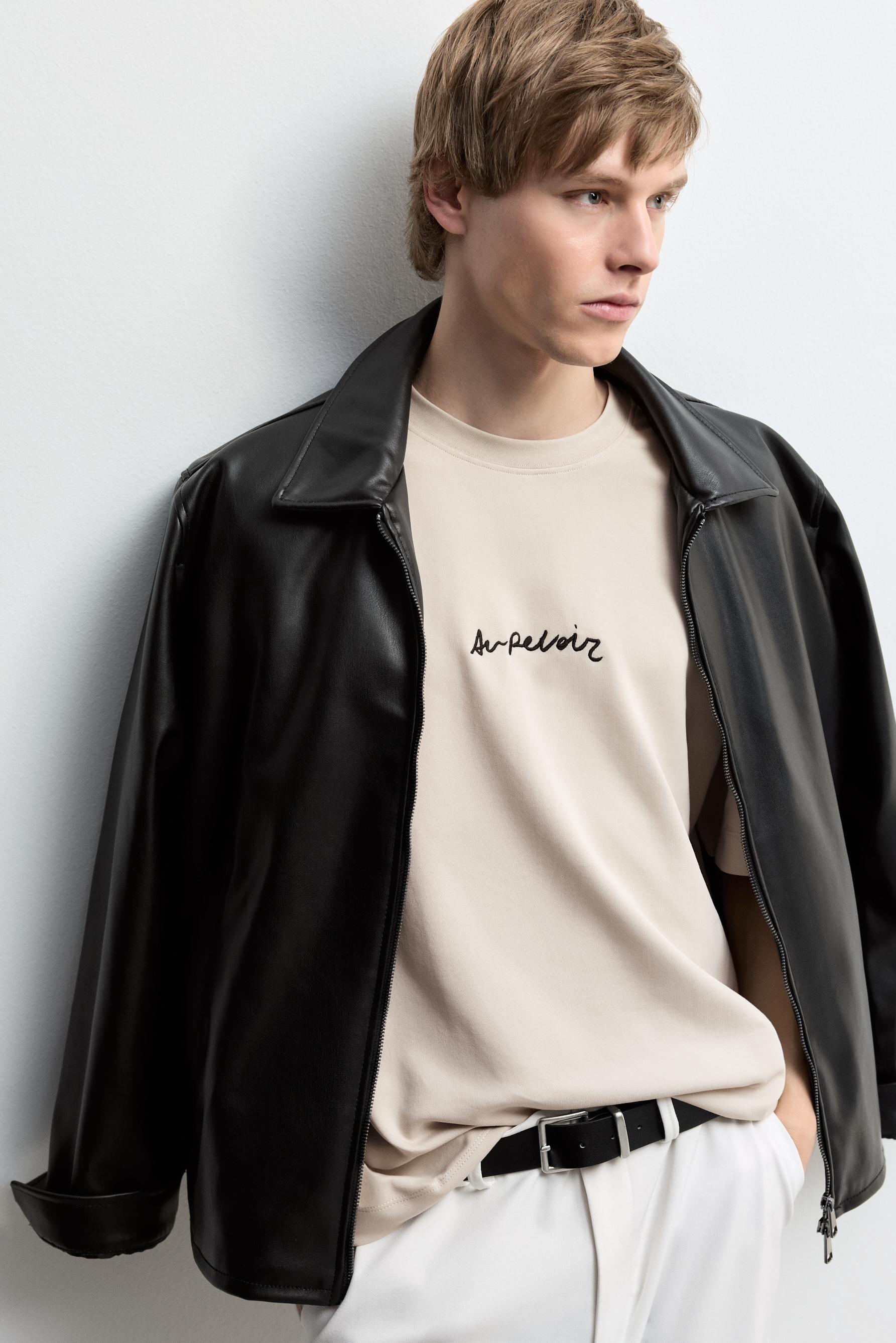 Neopren görünümlü interlok t-shirt - Bol - Pantolon - GİYİM