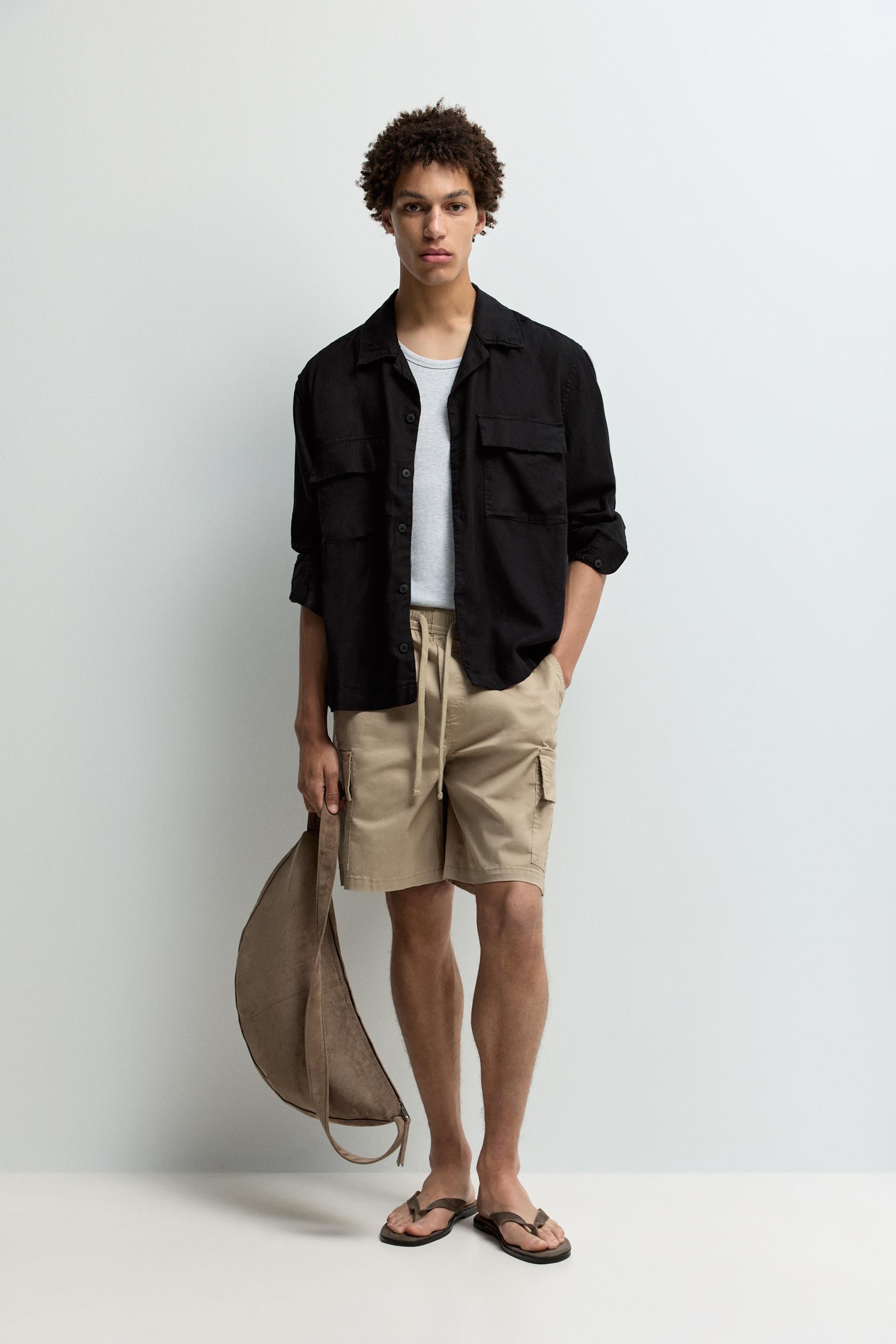 Cargo Bermuda joggers — BEIGE
