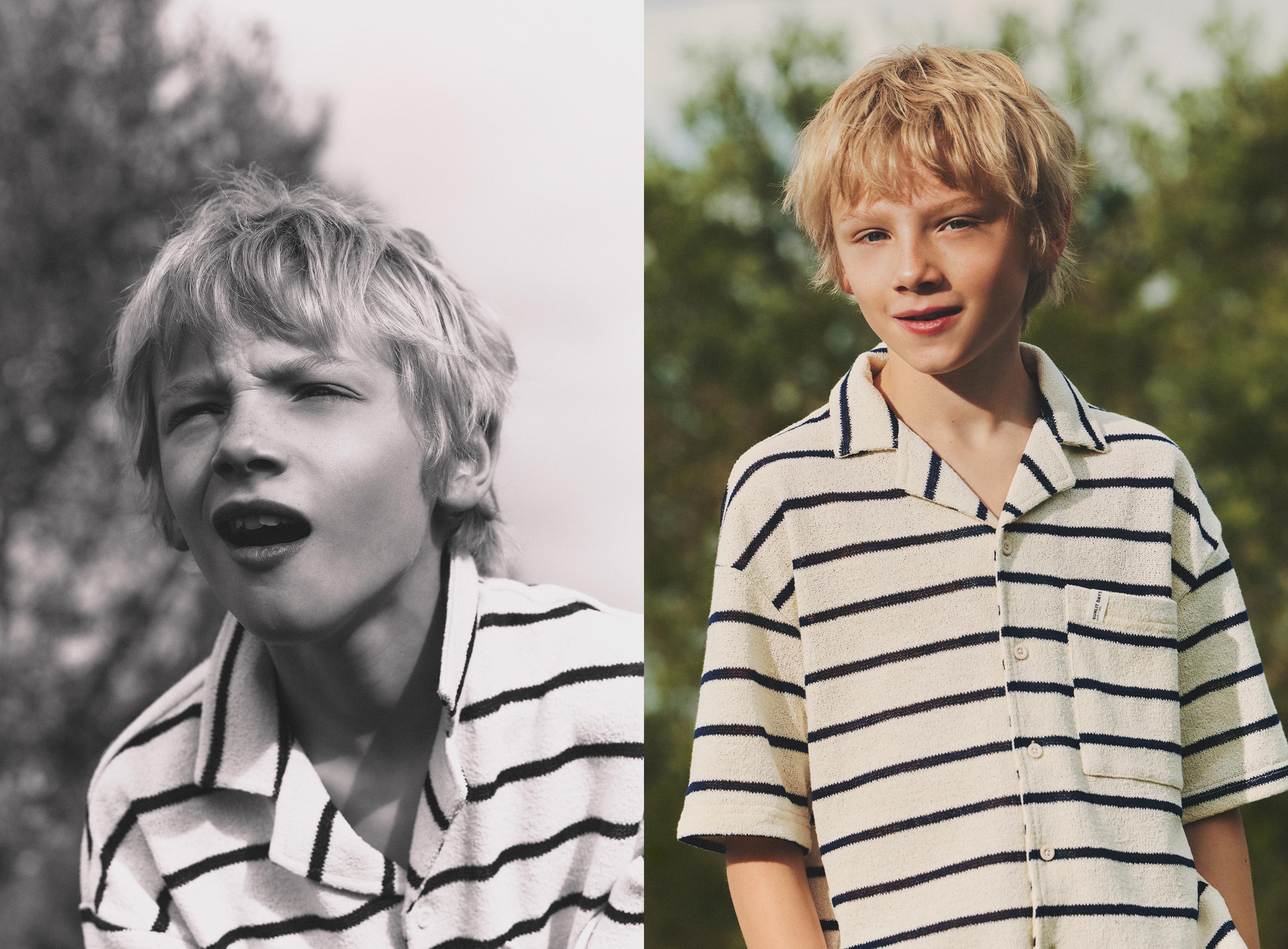 Bias cut striped shirt — ECRU
