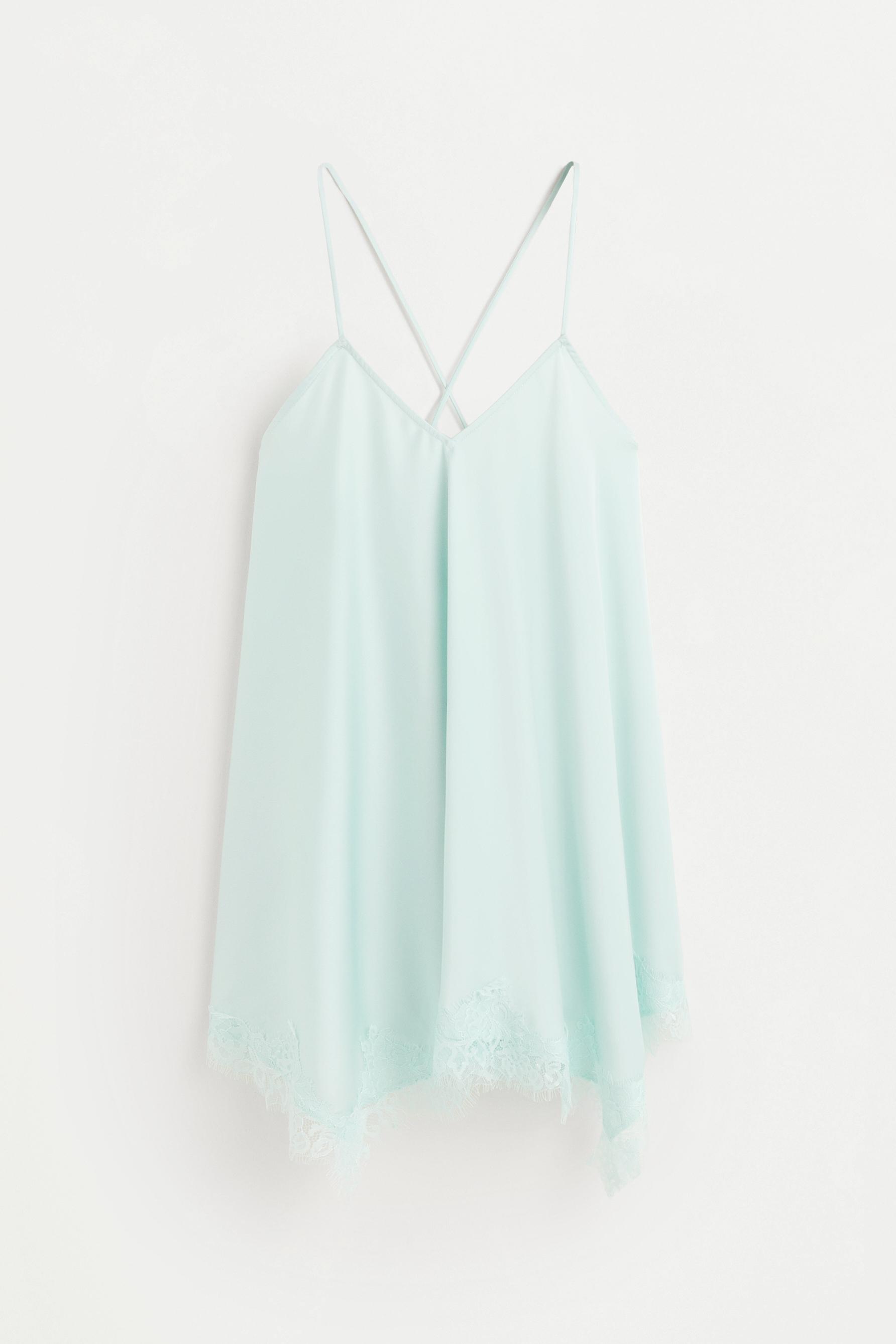 Asymmetric short slip dress — AQUAMARINE