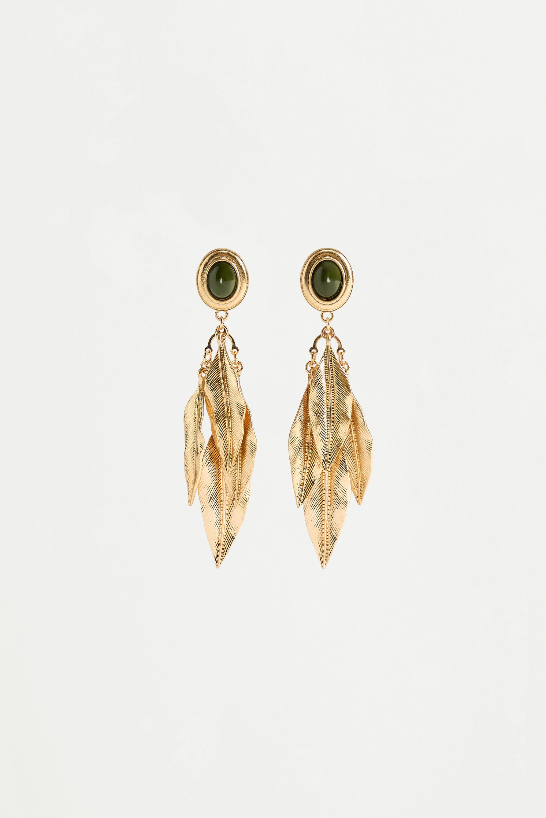 Gold feather earrings — GOLD