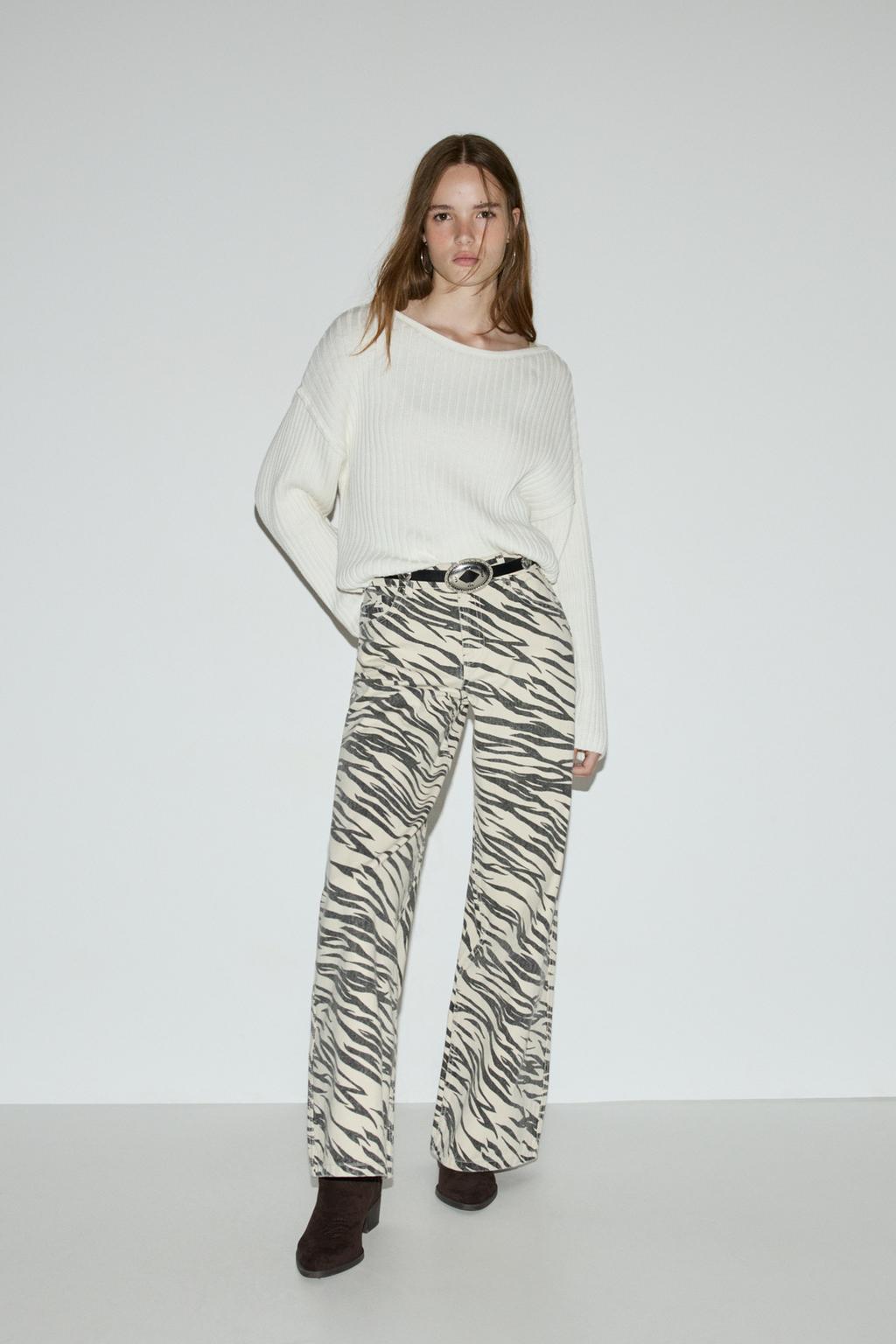 Jeans wide leg animal print