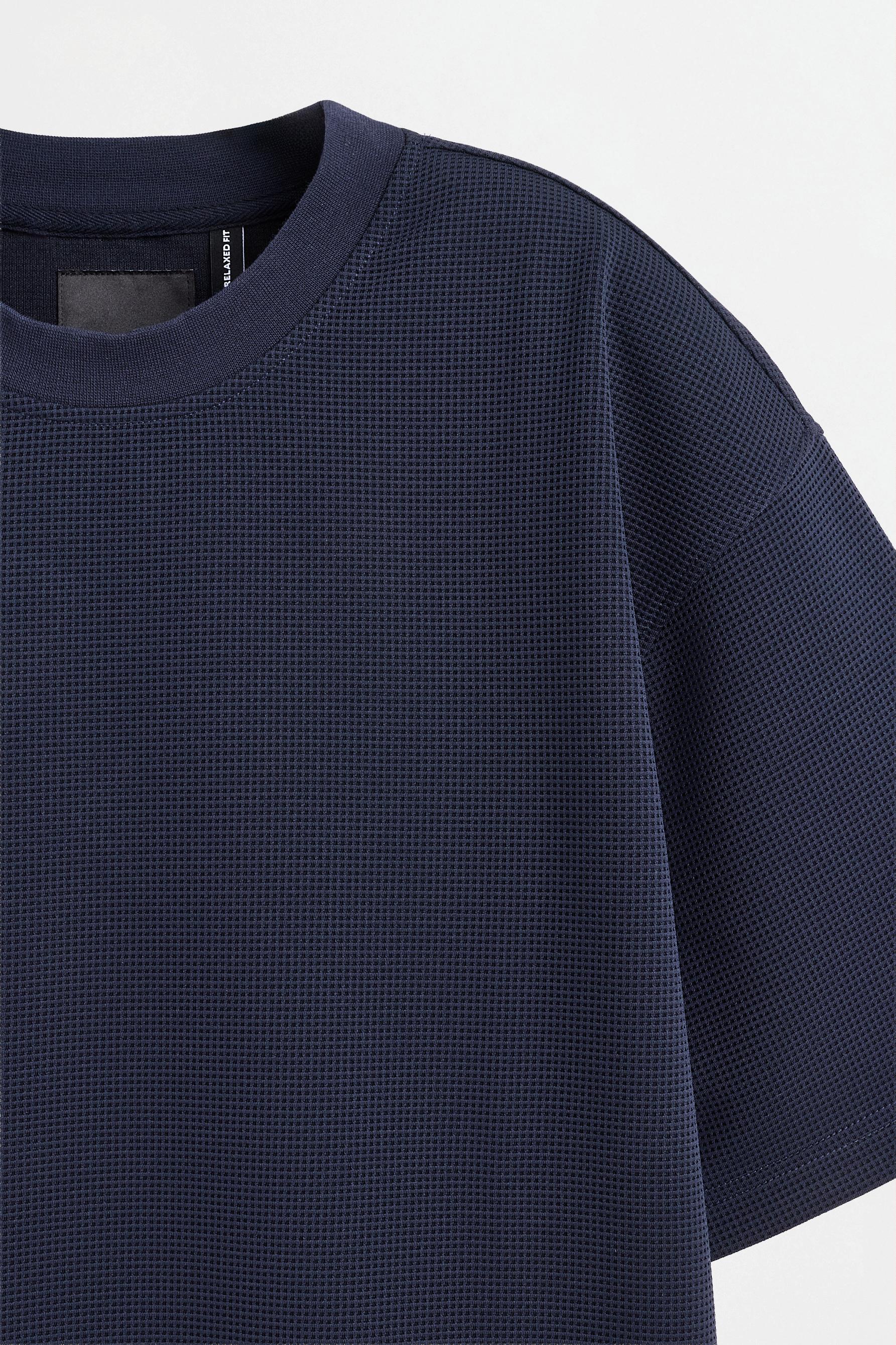 Textured sweatshirt T-shirt — DARK NAVY