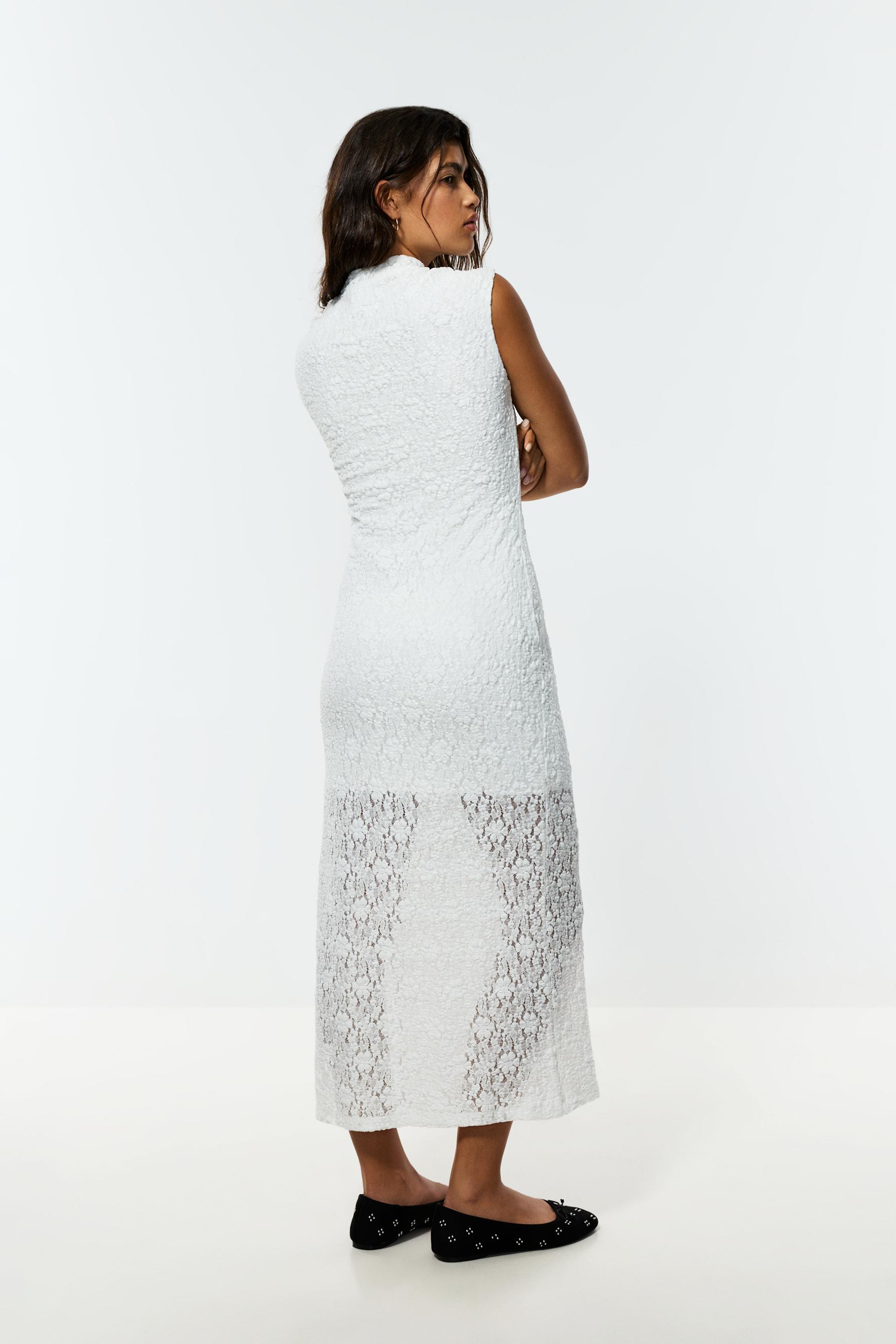 Lace midi dress — OFF WHITE