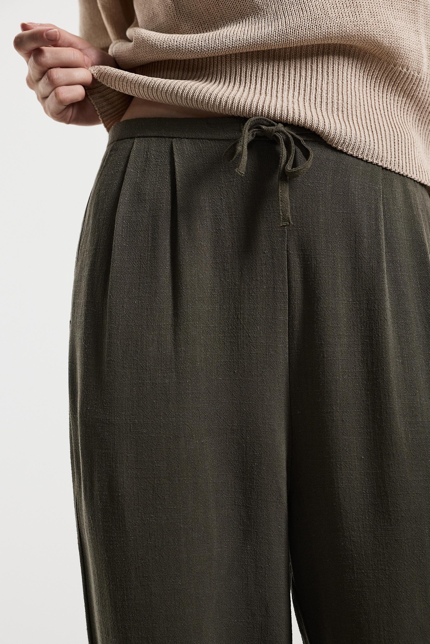 Rustic wide-leg trousers — DARK KHAKI