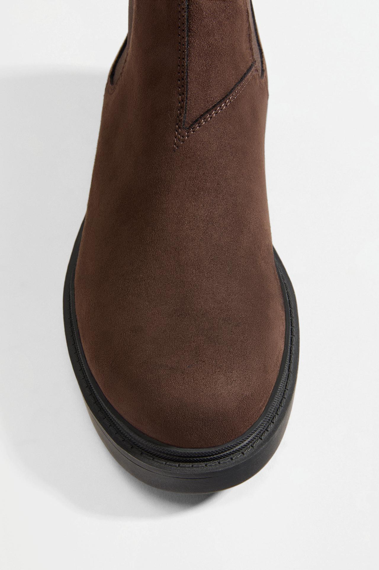 Faux Split Suede Chelsea Ankle Boots — BROWN