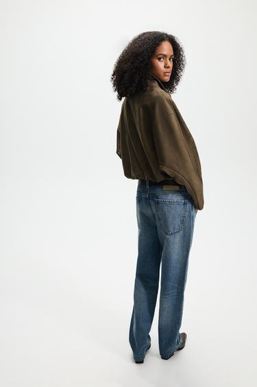 Puffed faux suede bomber jacket — DARK KHAKI 4