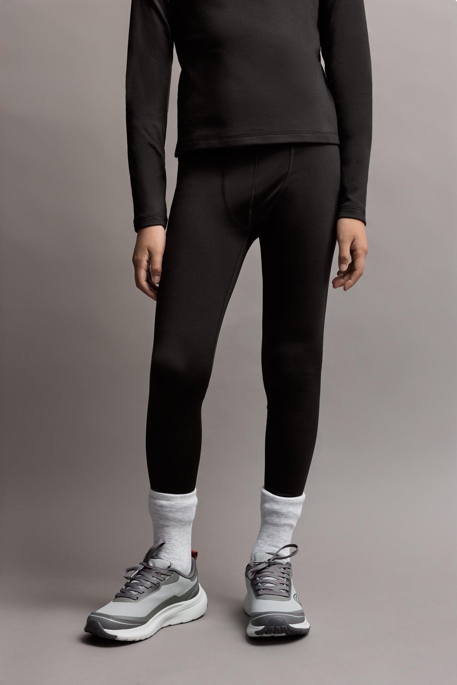 Medium-weight thermal comfort leggings — BLACK