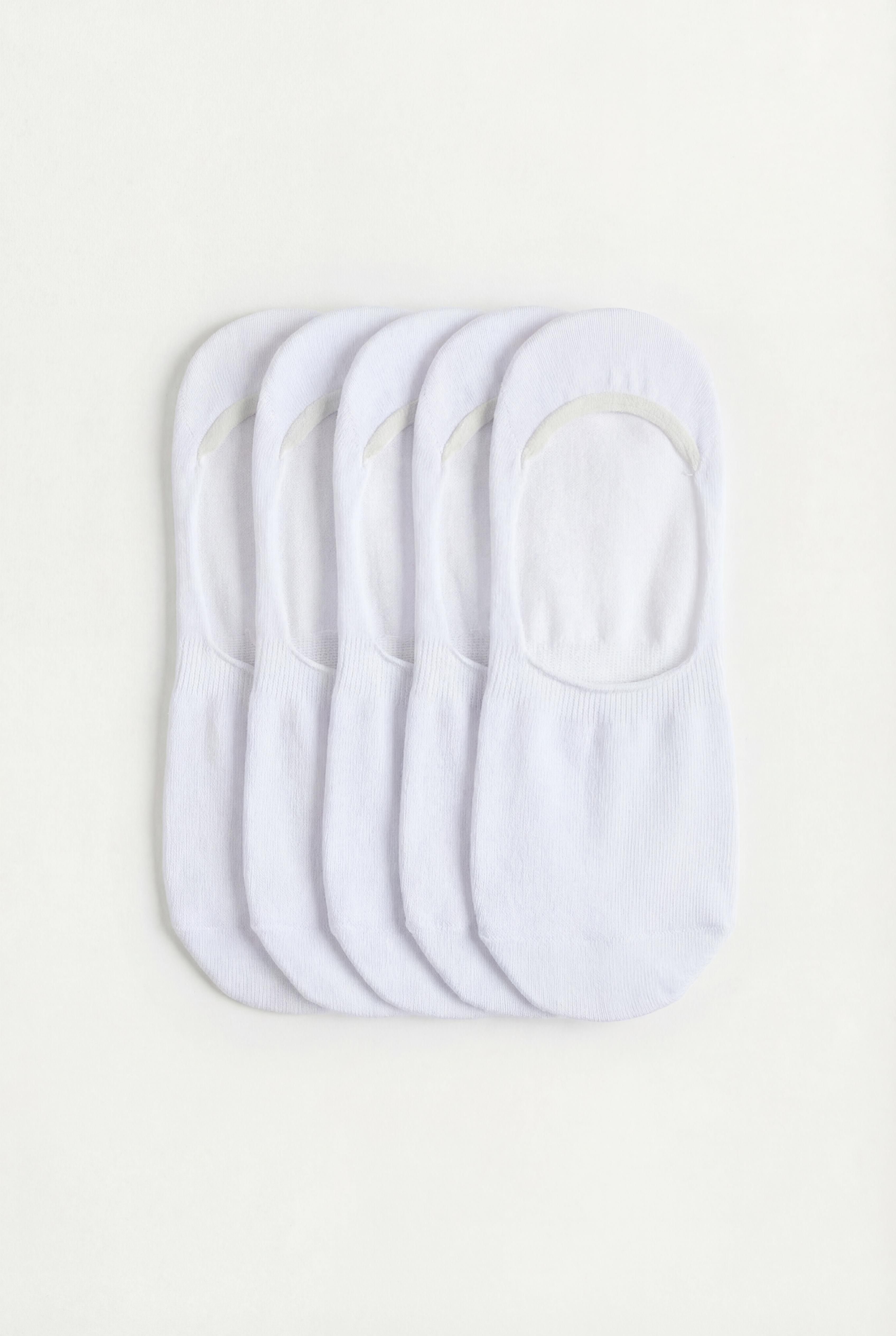 Basic No-Show Socks (5-Pack) — WHITE