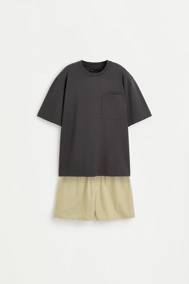 Short pyjamas with pocket — CHARCOAL GREY 6