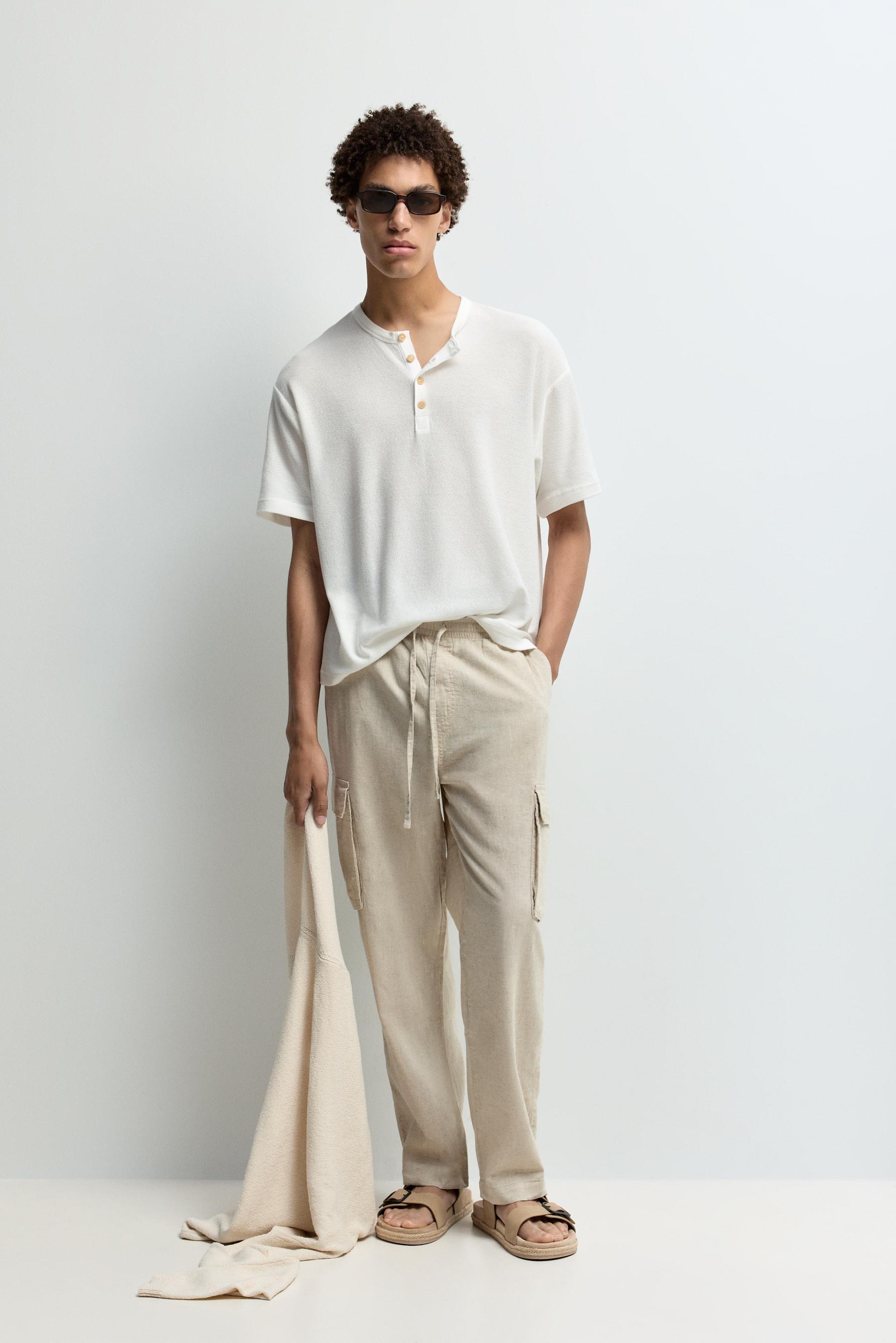 Rustic henley T-shirt — OFF WHITE