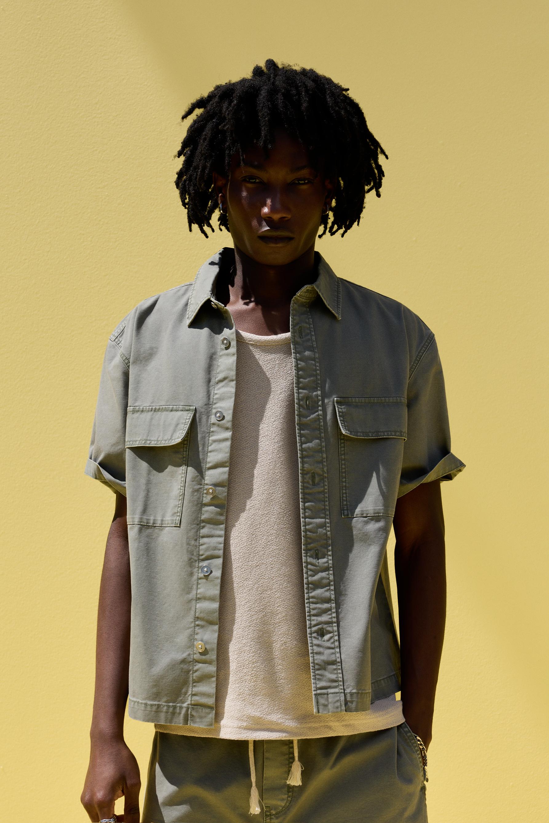 Denim shirt with pockets — FADED GREEN