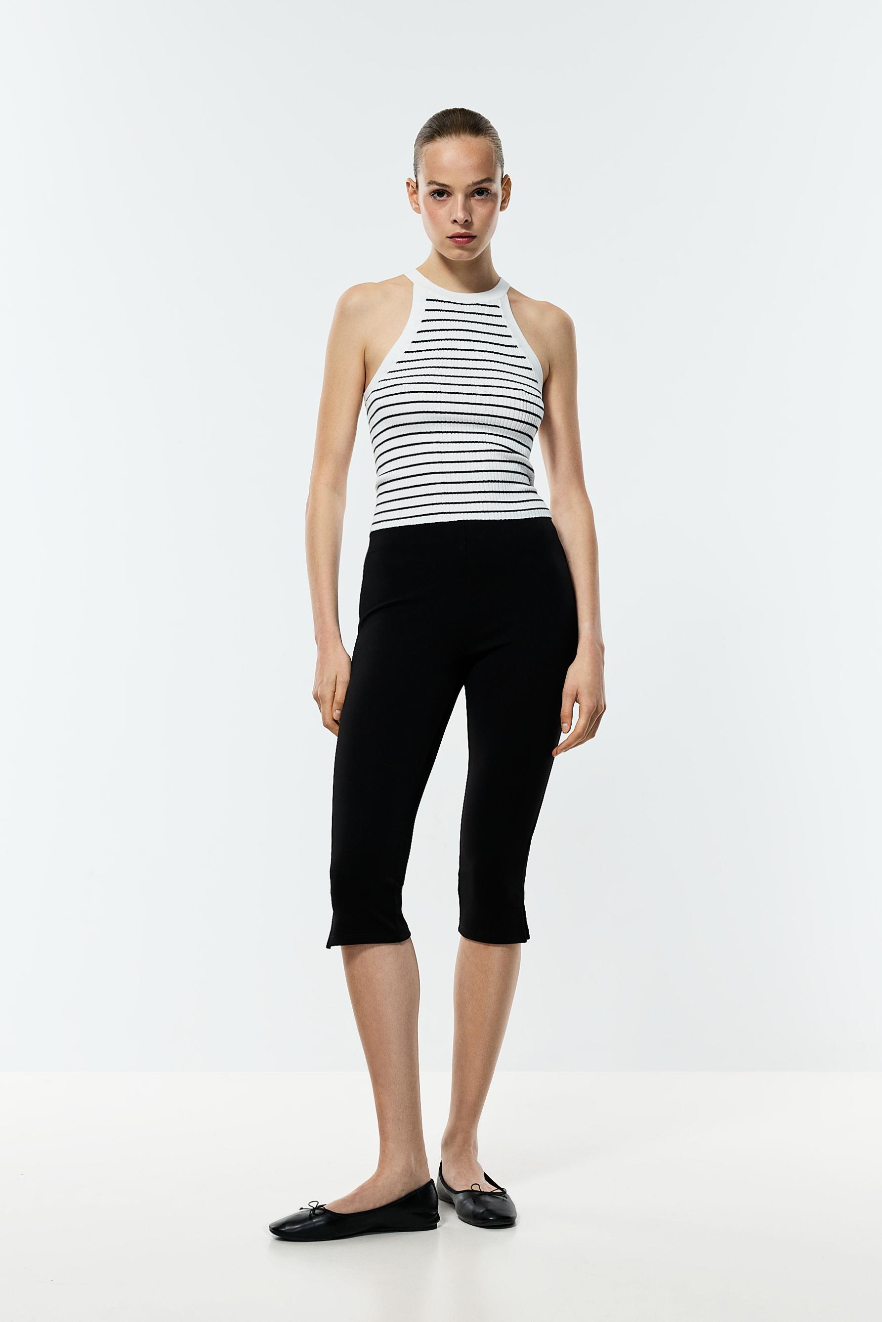 Ribbed halter top — ECRU/BLACK