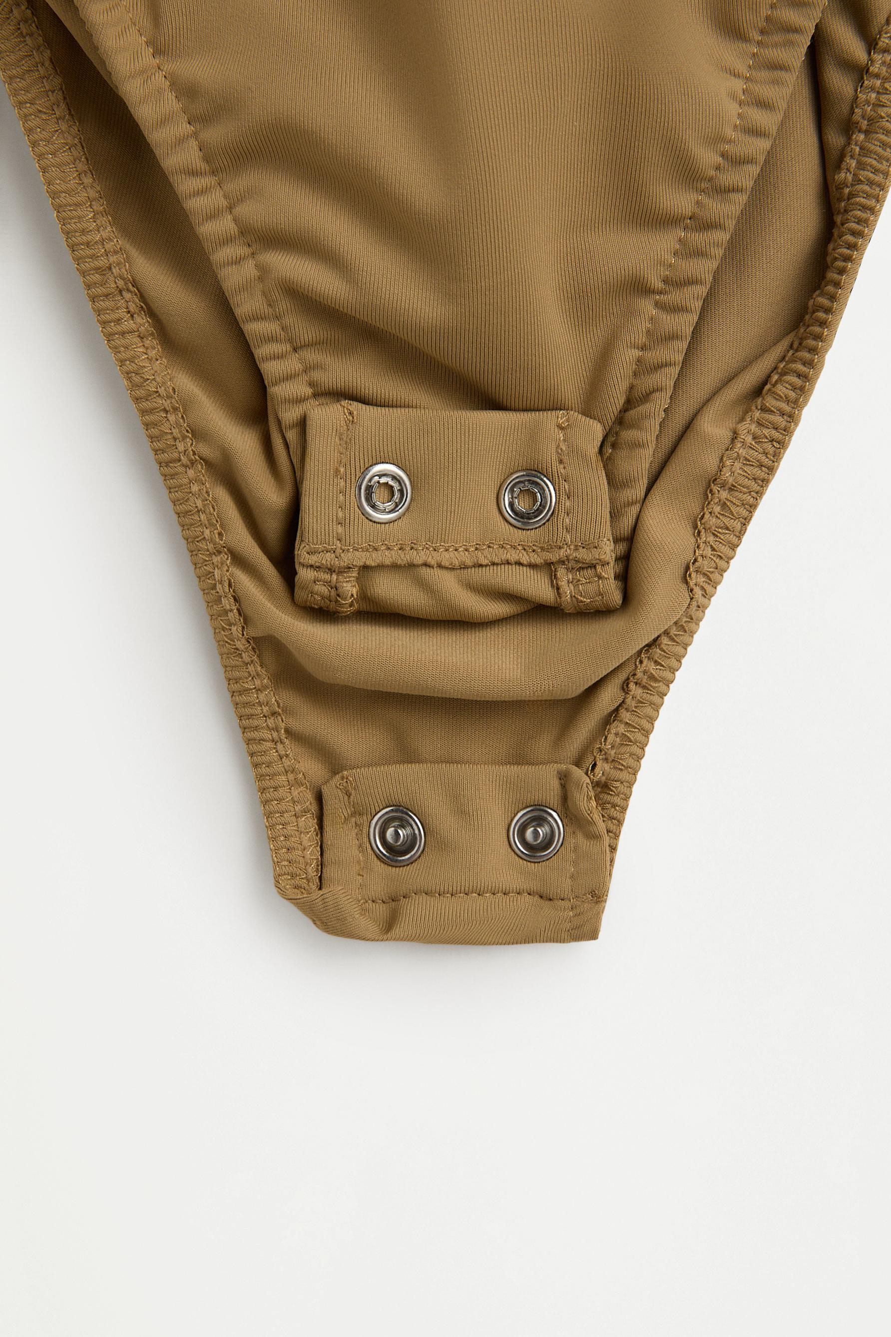 Short sleeve polyamide bodysuit — BEIGE