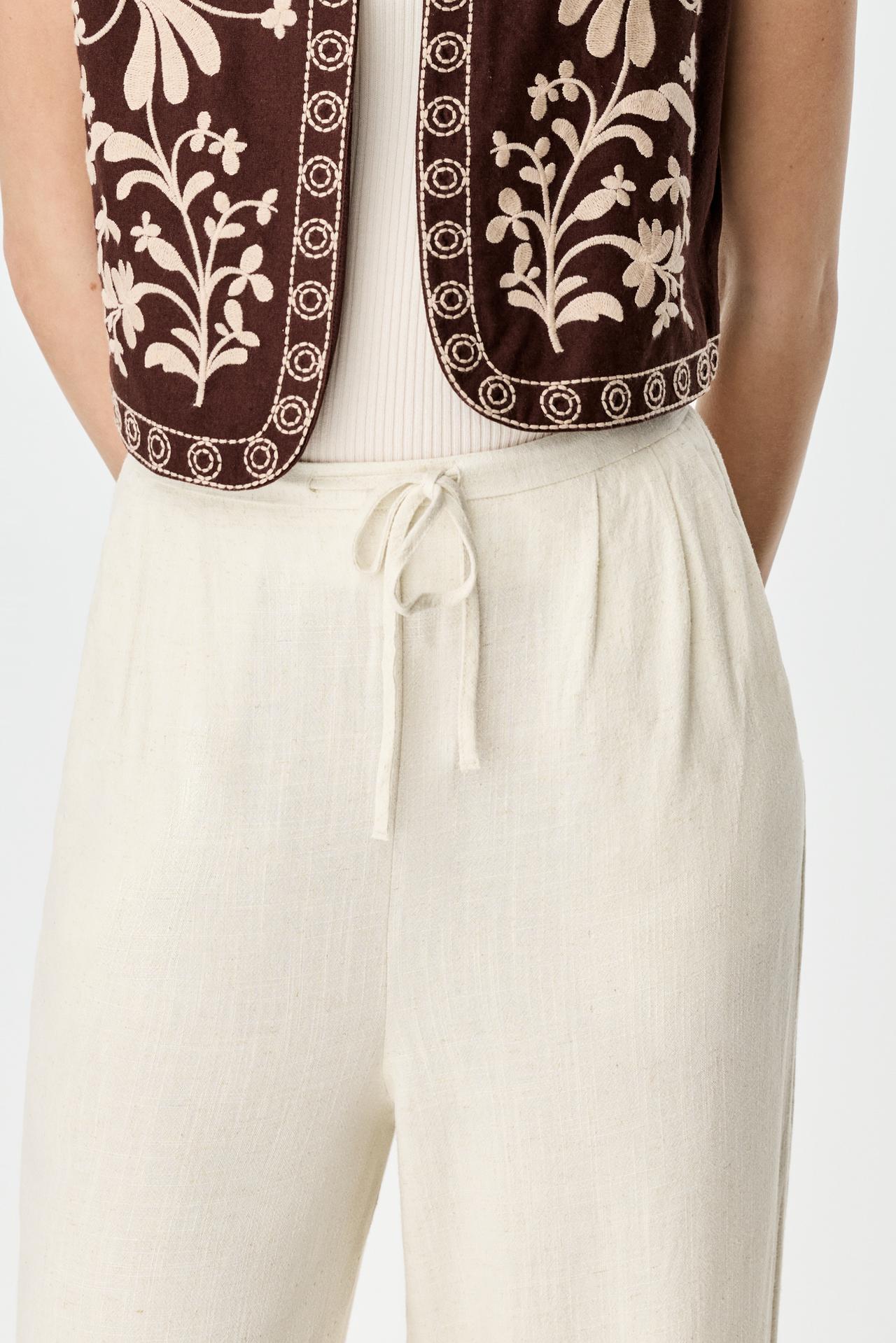 Rustic wide-leg trousers — TAN