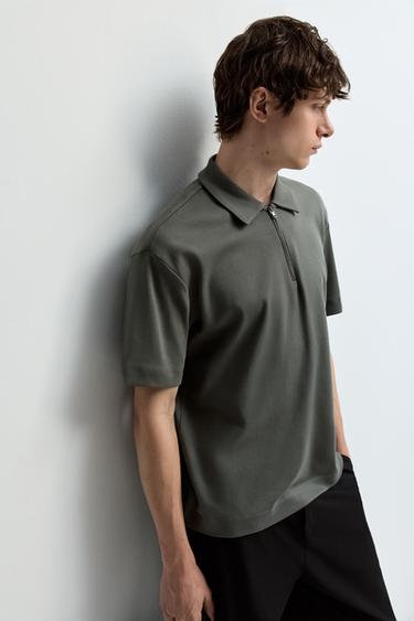 Interlock zip-up polo shirt — GREEN 5