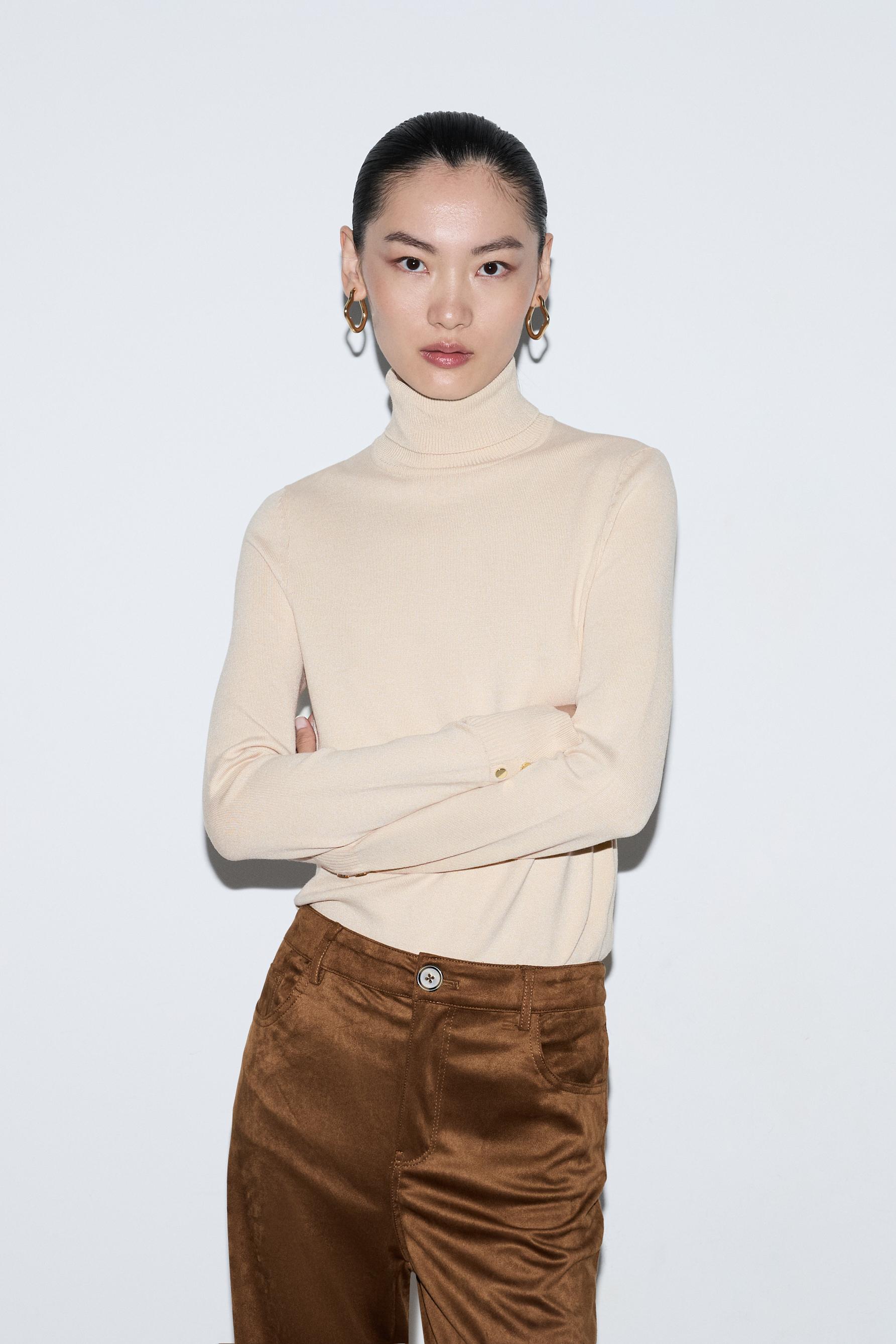 Roll neck sweater — BEIGE MARL