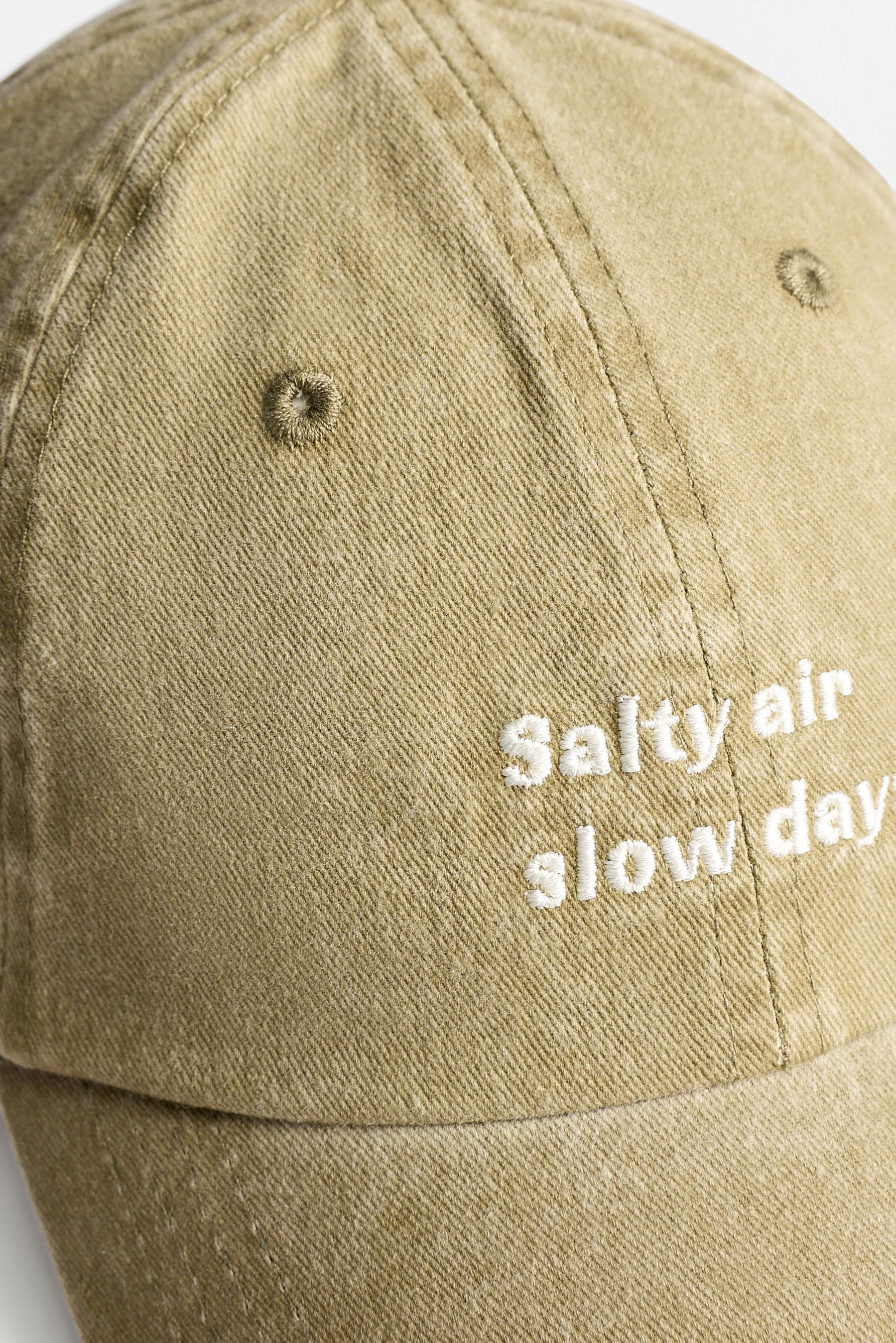 Faded-effect embroidered cap — MEDIUM GREEN
