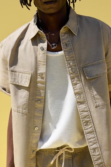 Denim shirt with pockets — PALE OCHRE 3
