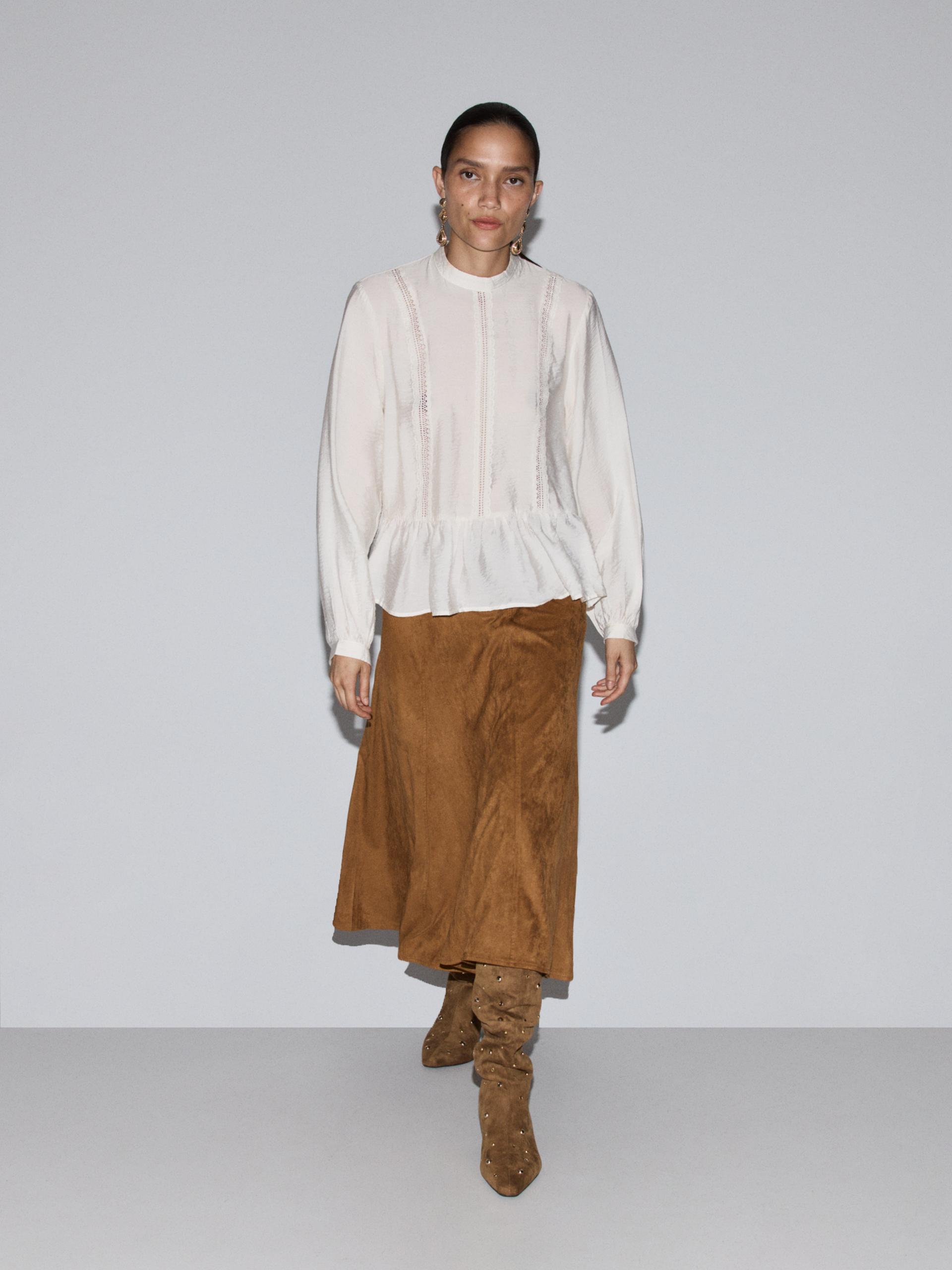 Falda midi efecto ante