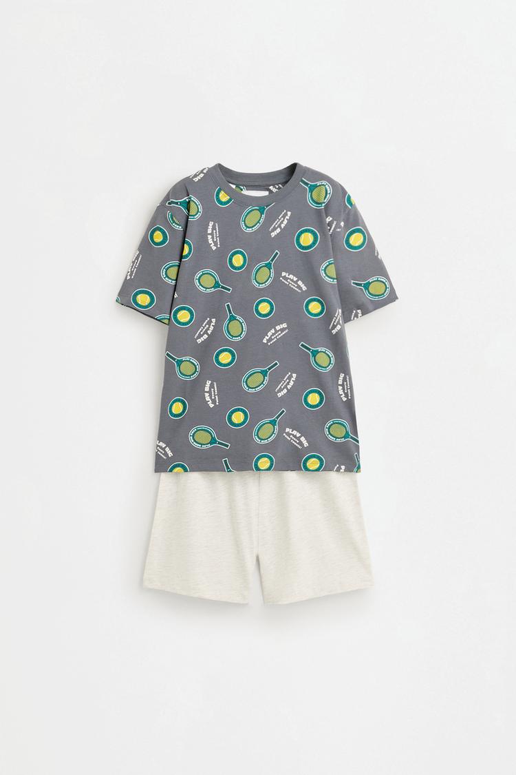 Short printed pyjamas — GREY MARL