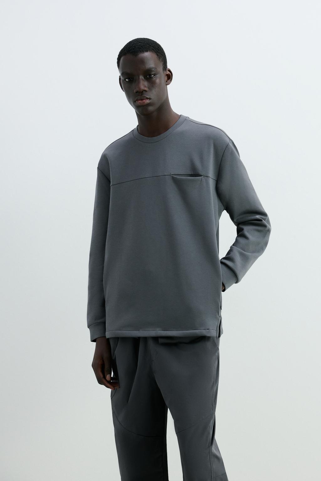 Long sleeve neoprene-effect T-shirt