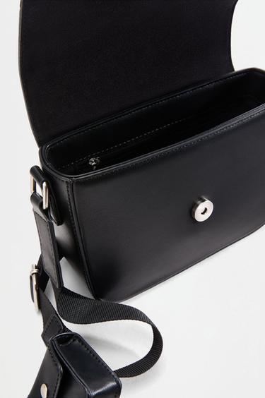 Leather effect charm crossbody bag — BLACK 3