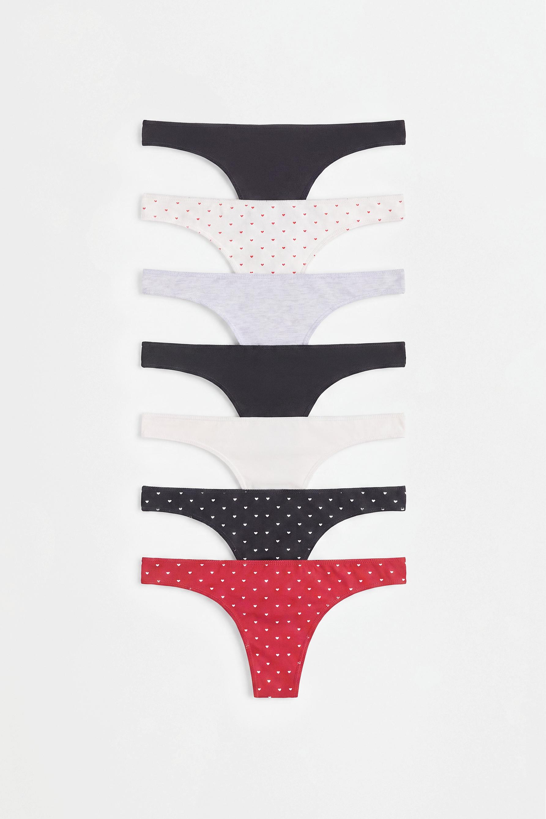 Pack 7 cotton thongs — RED