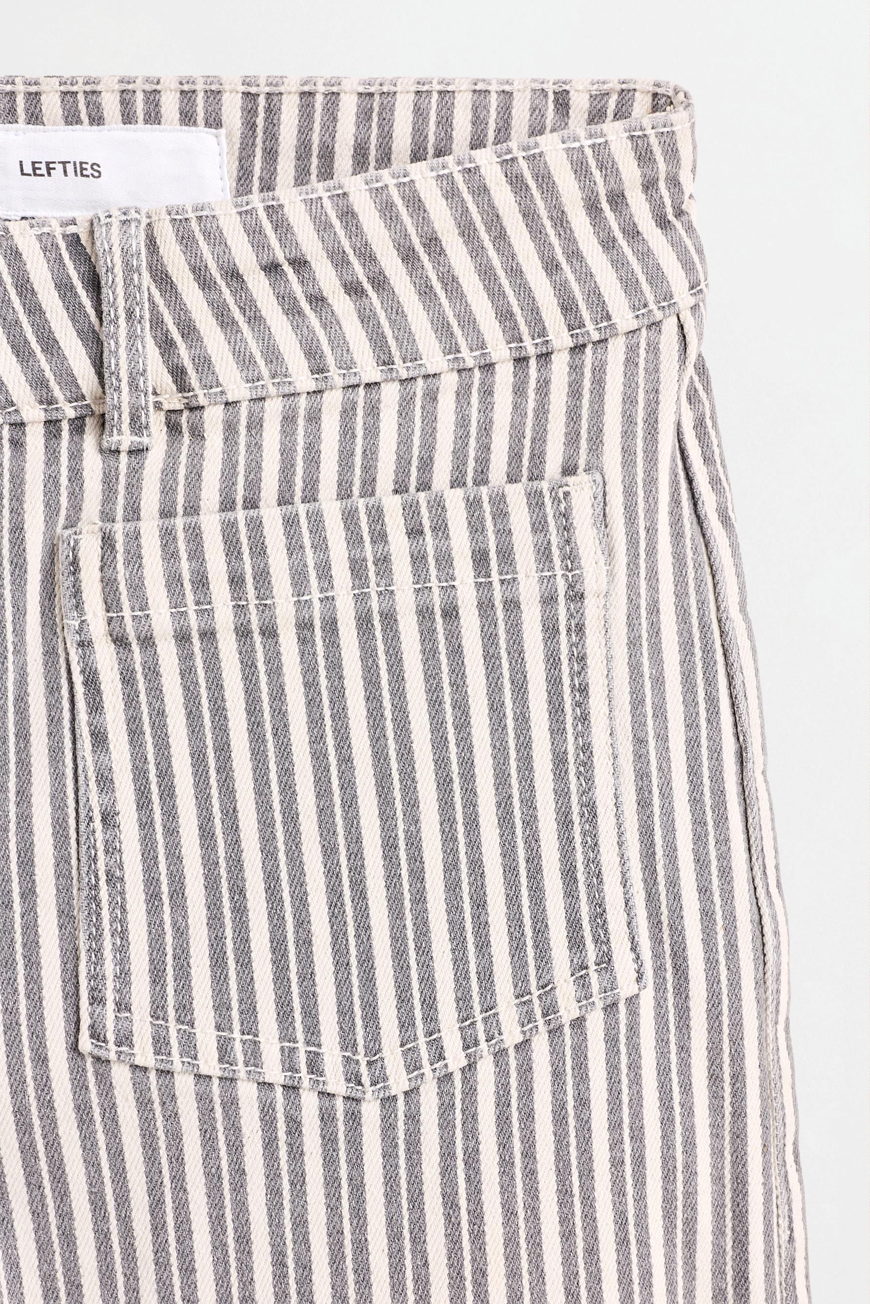 Striped culotte jeans — ECRU/BROWN
