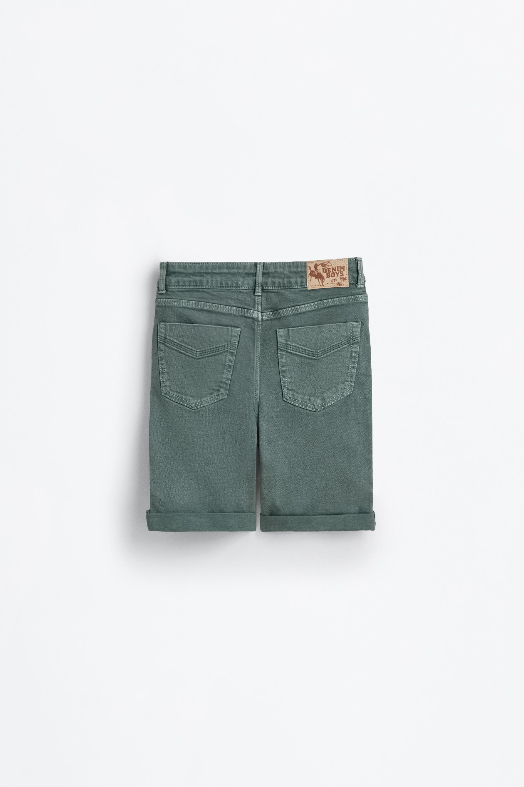Slim comfort denim Bermuda shorts — TEAL GREEN