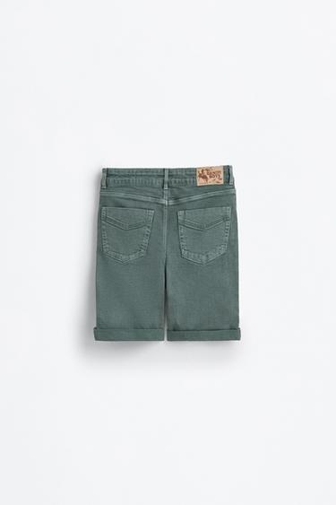 Slim comfort denim Bermuda shorts — TEAL GREEN 2