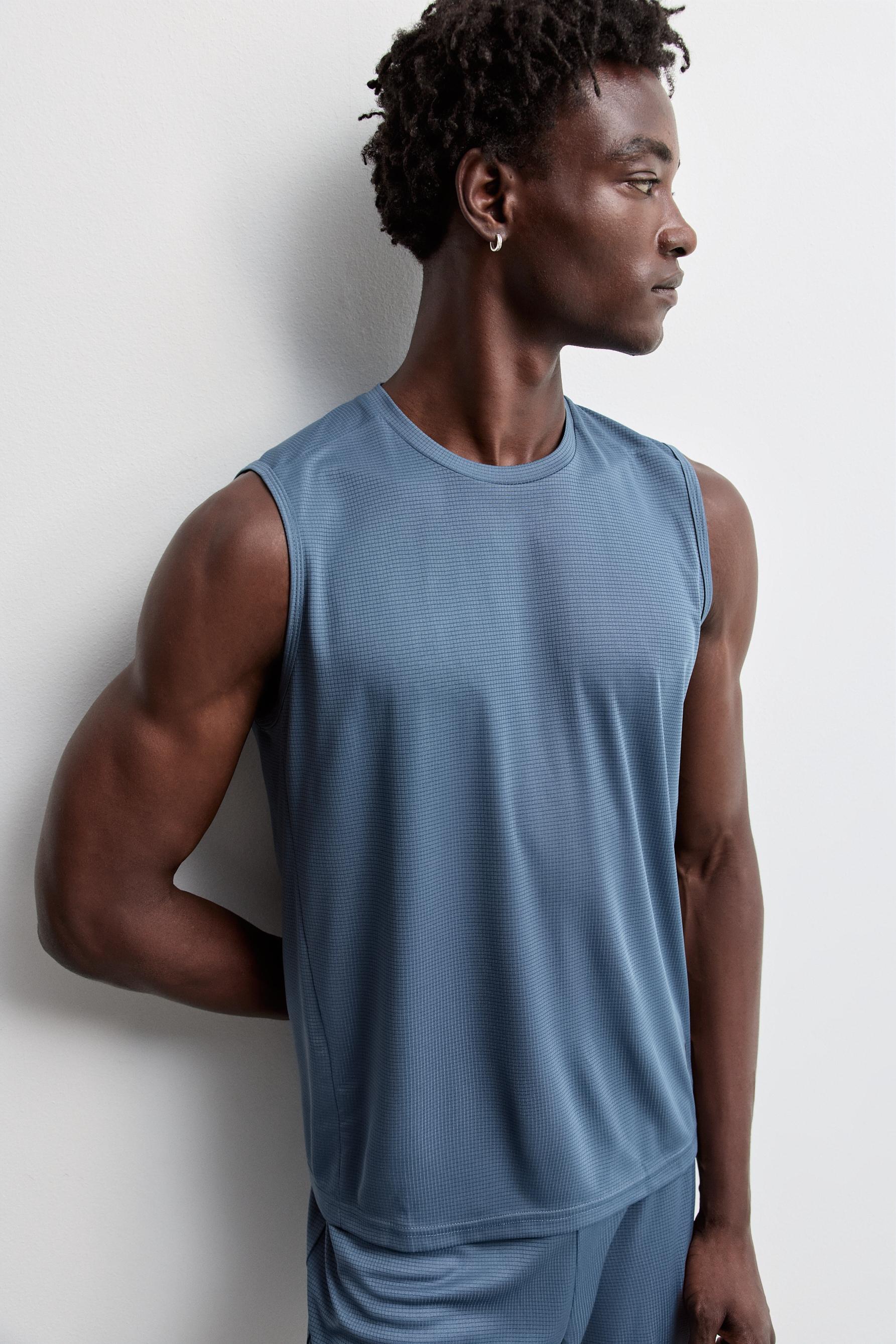 Sleeveless sports T-shirt — STEEL BLUE