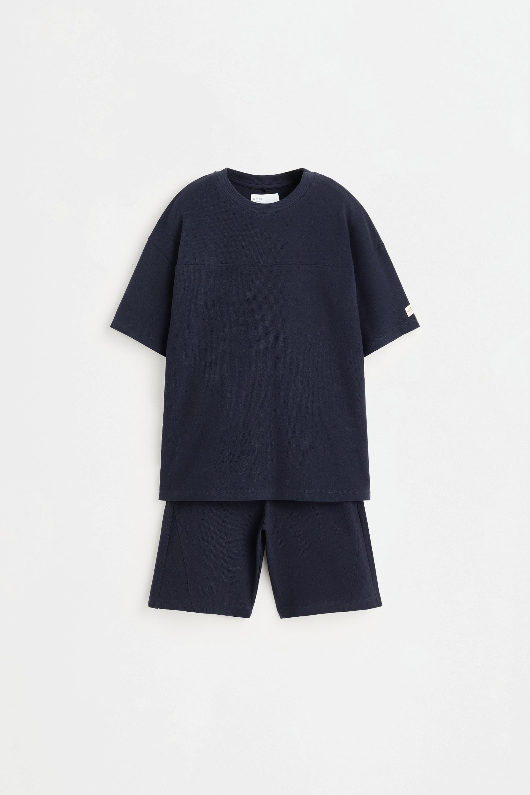 Piqué T-shirt and Bermuda shorts co-ord — NAVY