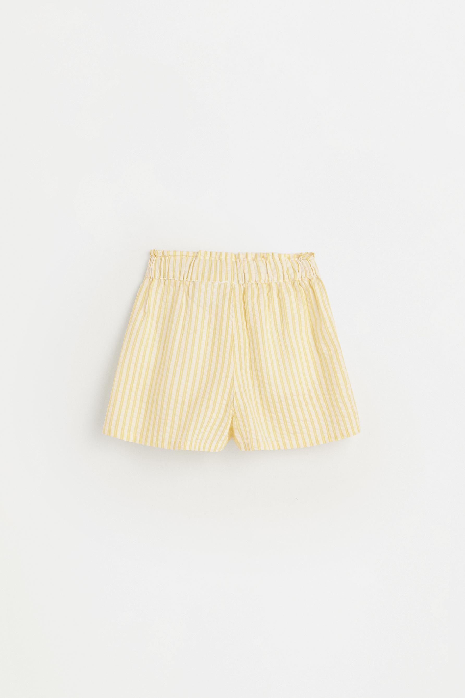 Striped seersucker shorts — YELLOW