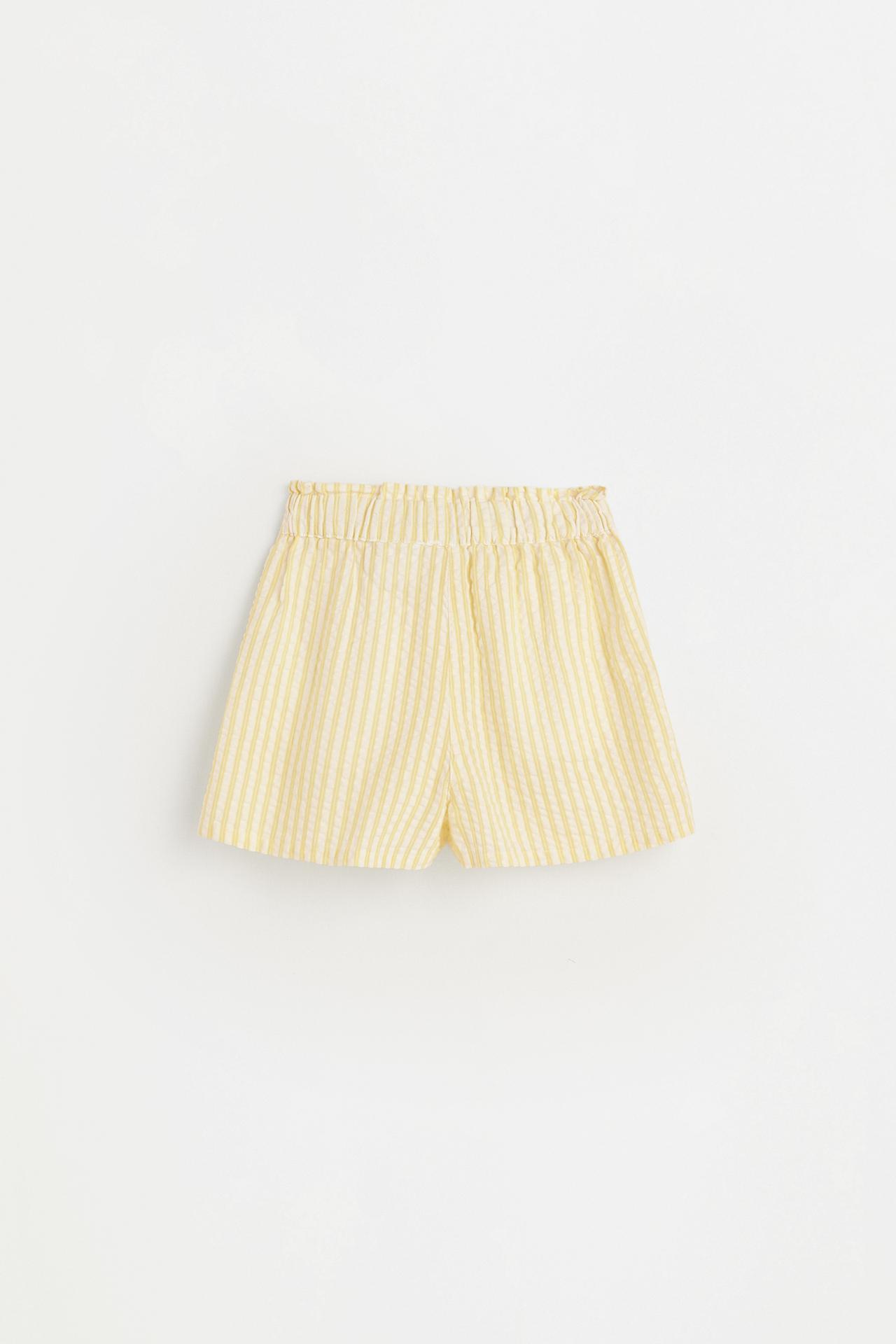 Striped seersucker shorts — YELLOW