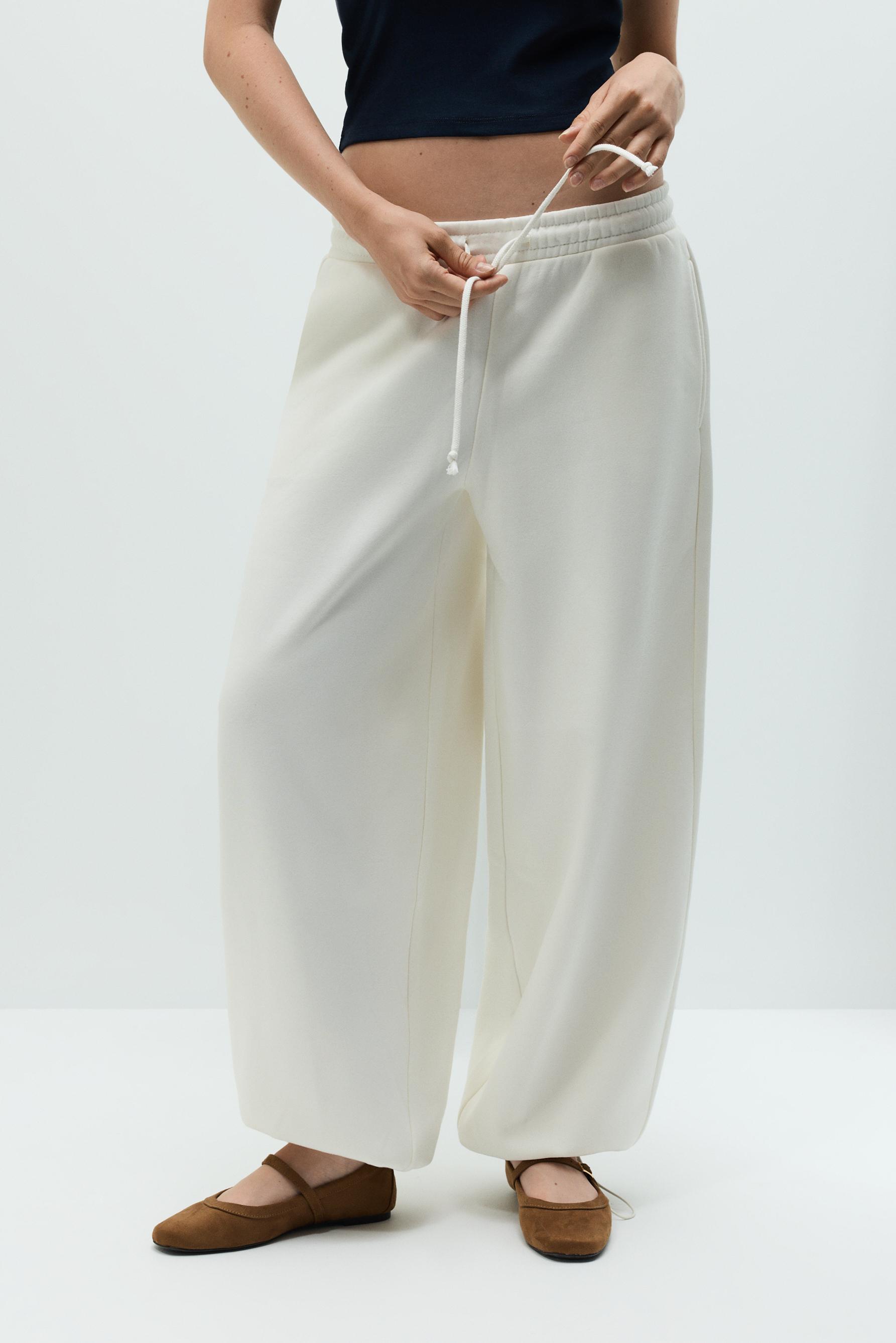Plush barrel trousers — ECRU